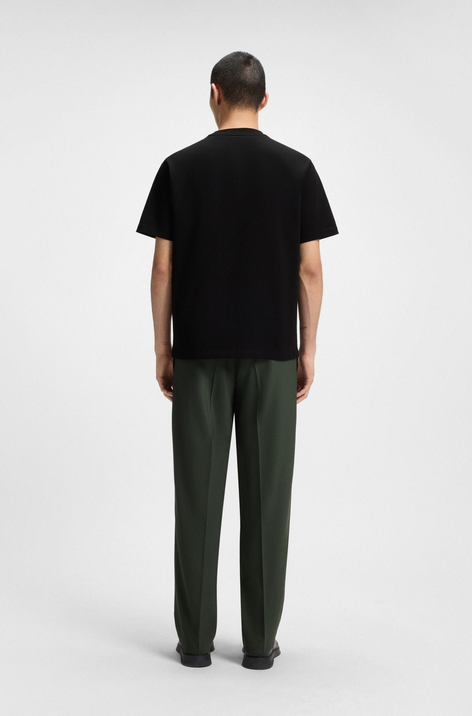 HUGO - Áo thun cotton jersey thêu họa tiết