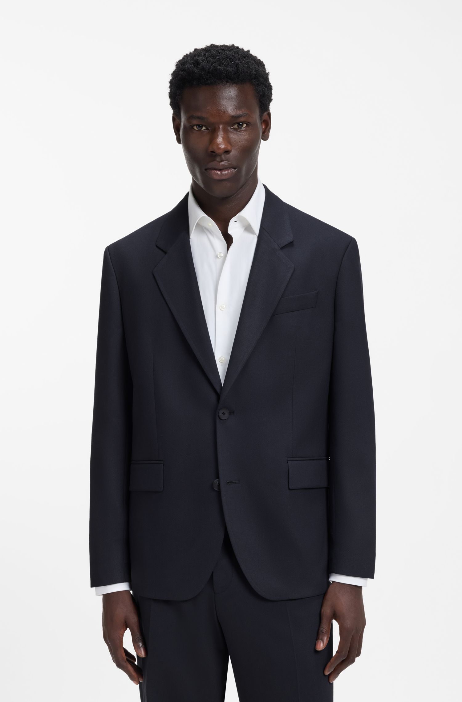 HUGO - Áo blazer vải twill co giãn hiệu suất kiểu dáng hiện đại
