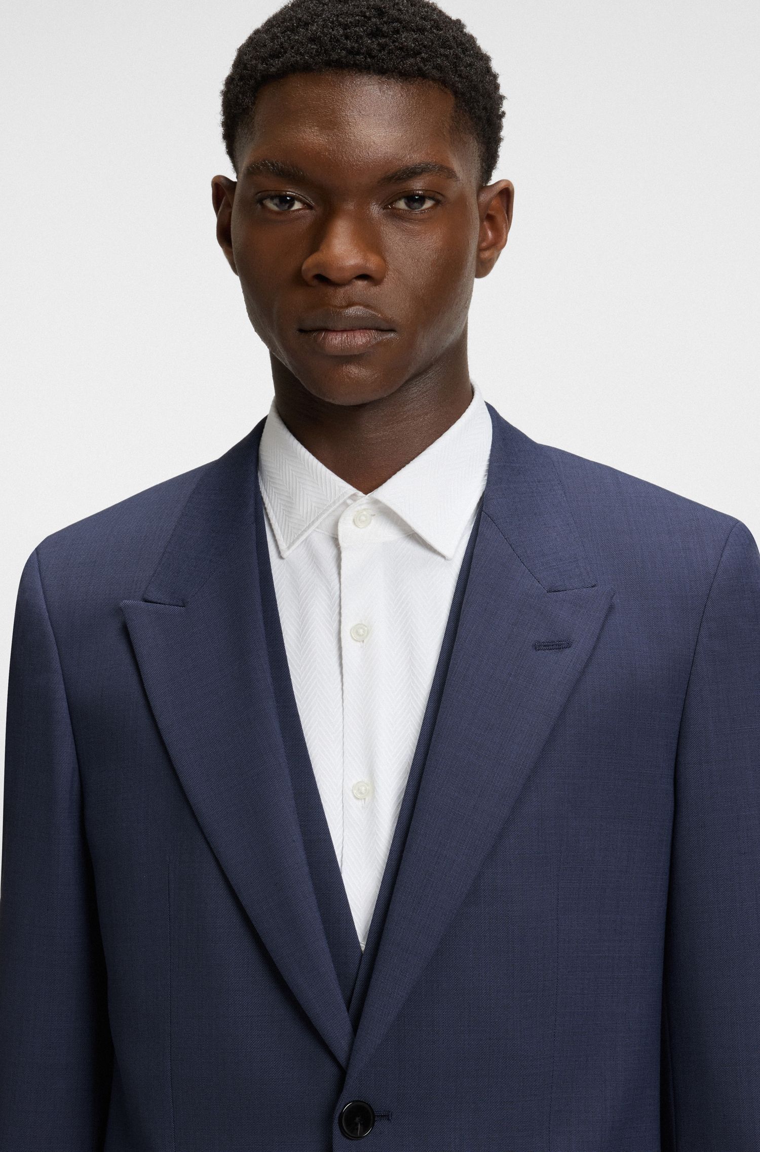 HUGO - Bộ vest dáng slim fit vải sharkskin