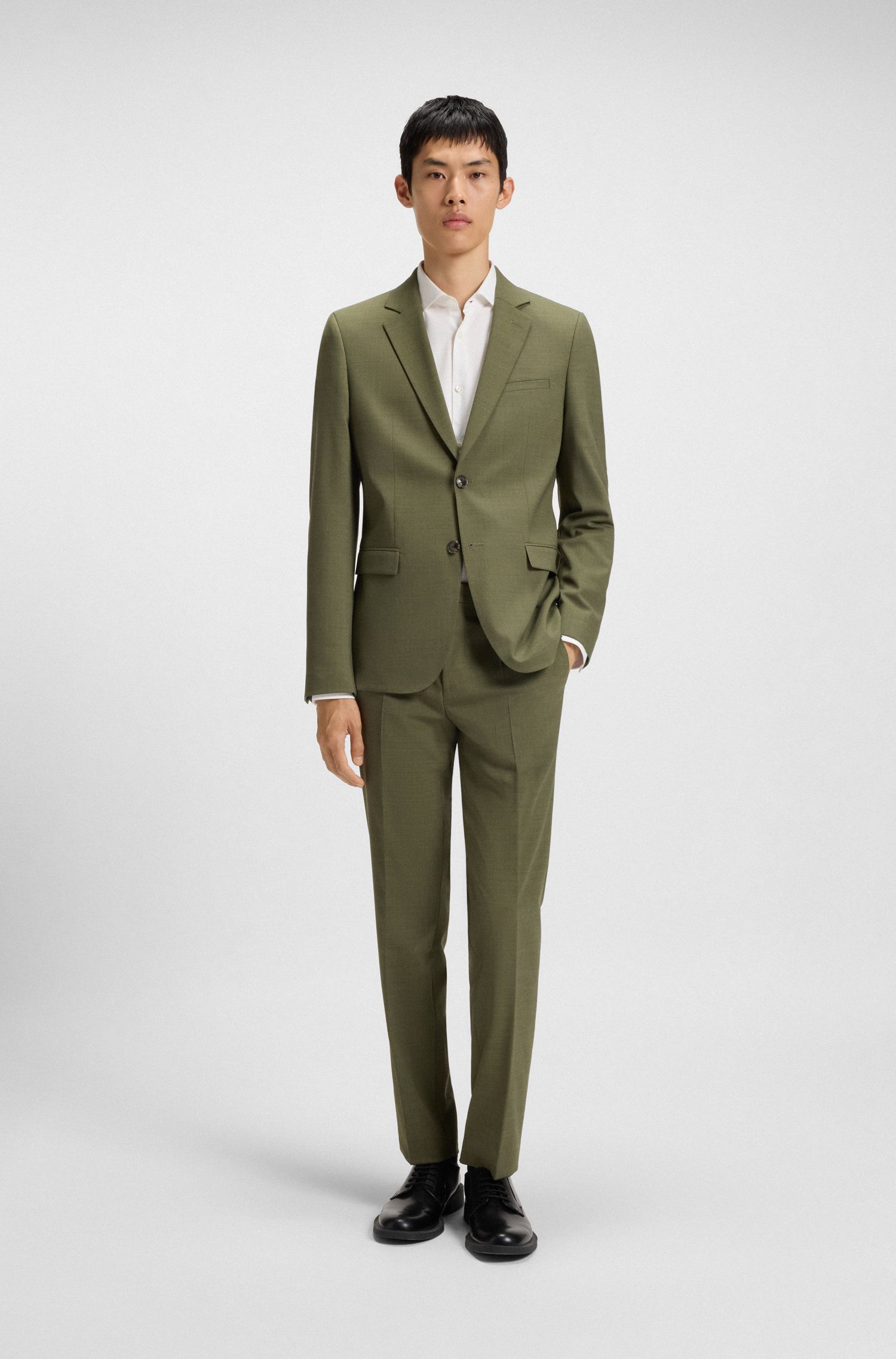 HUGO - Áo khoác âu phục dáng extra-slim-fit vải dobby co giãn hiệu suất