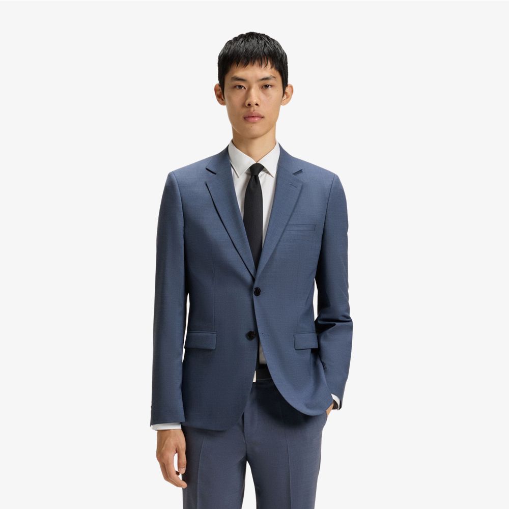 HUGO - Áo khoác âu phục dáng extra-slim-fit vải dobby co giãn hiệu suất