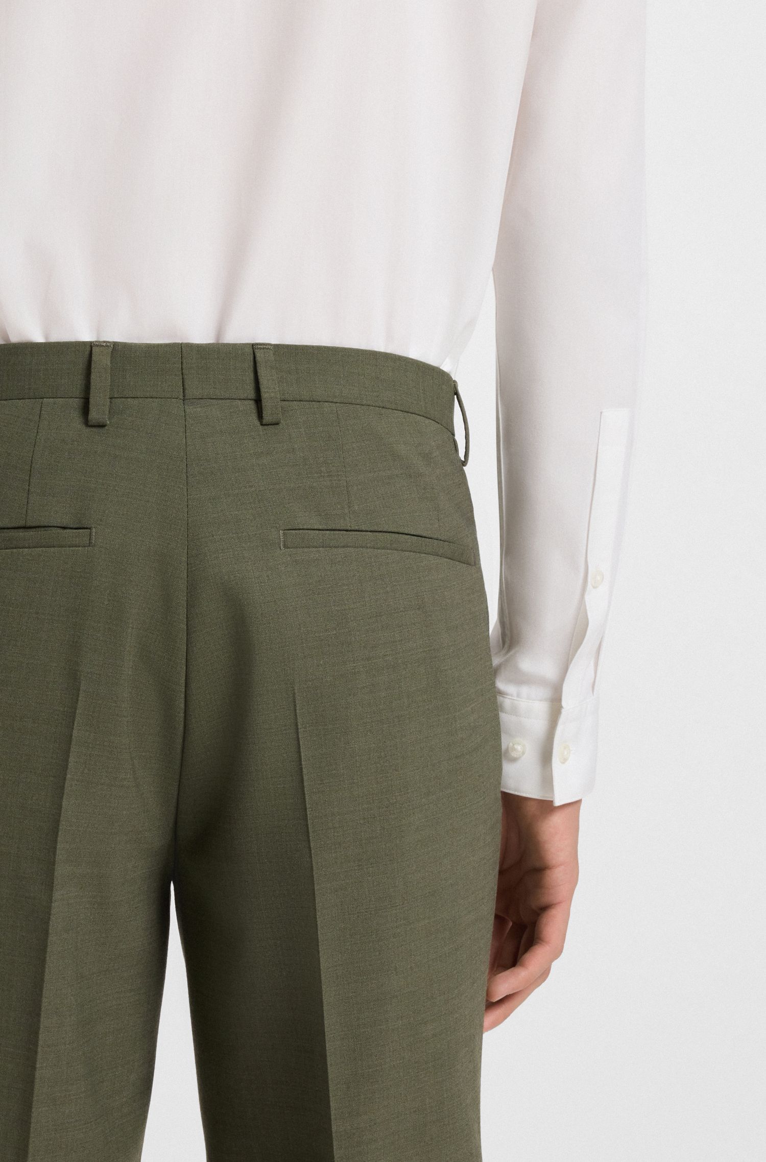 HUGO - Quần âu dáng extra-slim-fit vải dobby co giãn hiệu suất