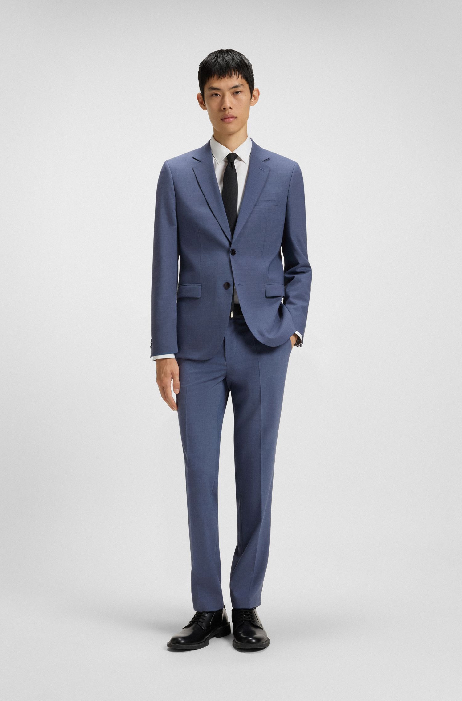 HUGO - Quần âu dáng extra-slim-fit vải dobby co giãn hiệu suất