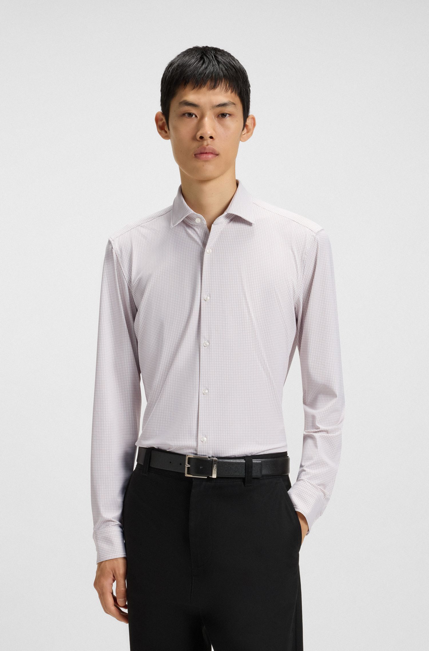 Áo sơ mi dáng slim fit vải jersey co giãn hiệu suất in họa tiết