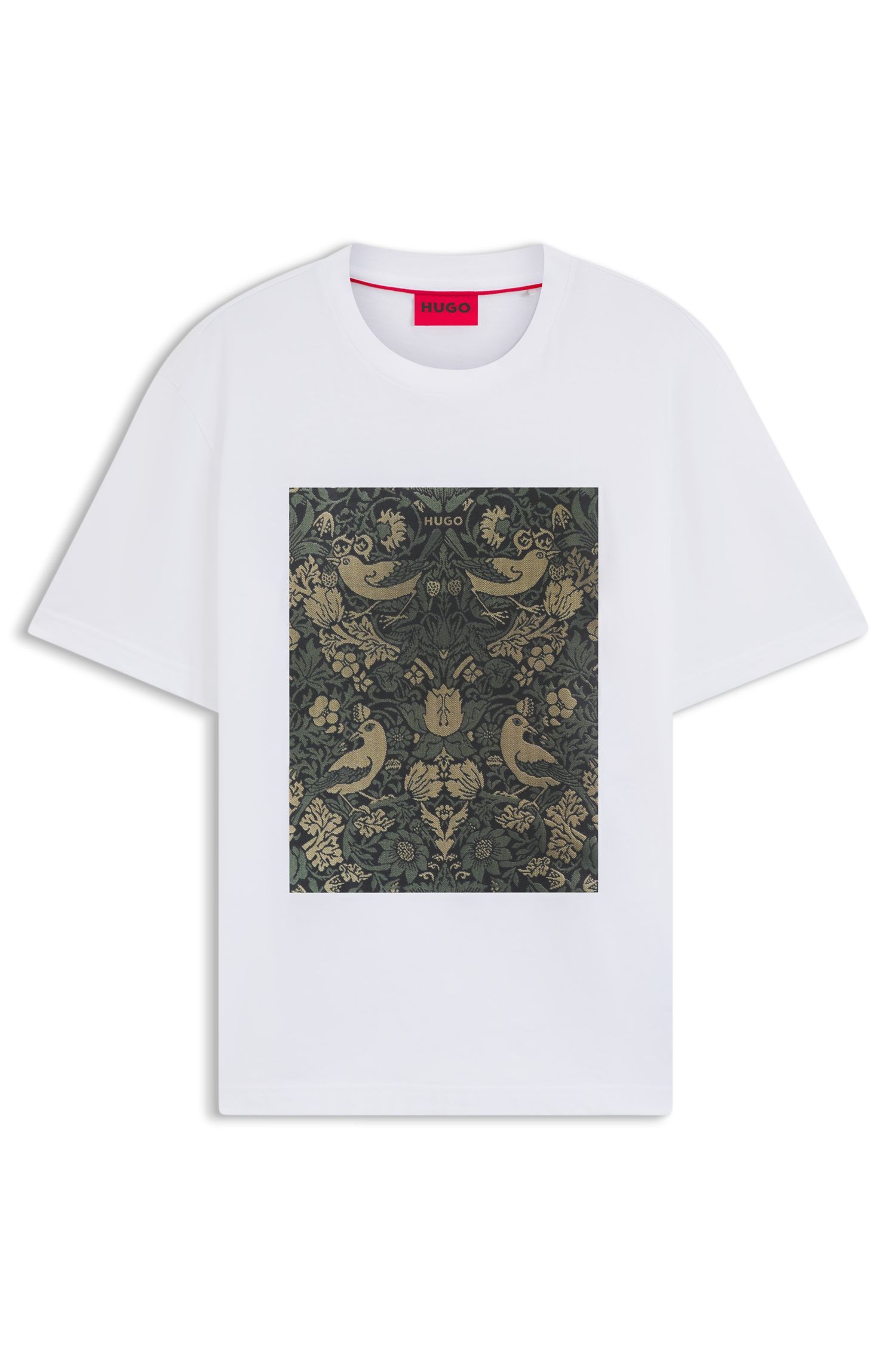 HUGO - Áo thun nam cotton-jersey in họa tiết