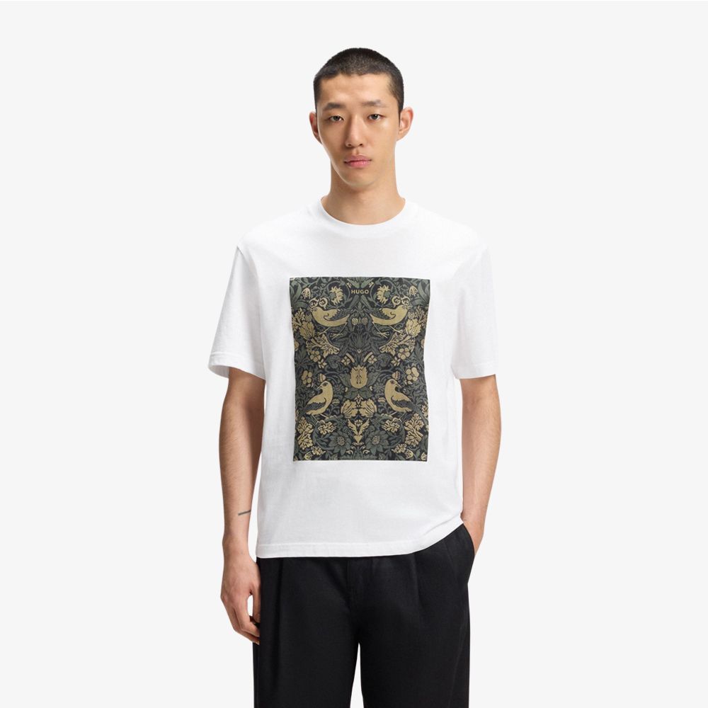 HUGO - Áo thun nam cotton-jersey in họa tiết