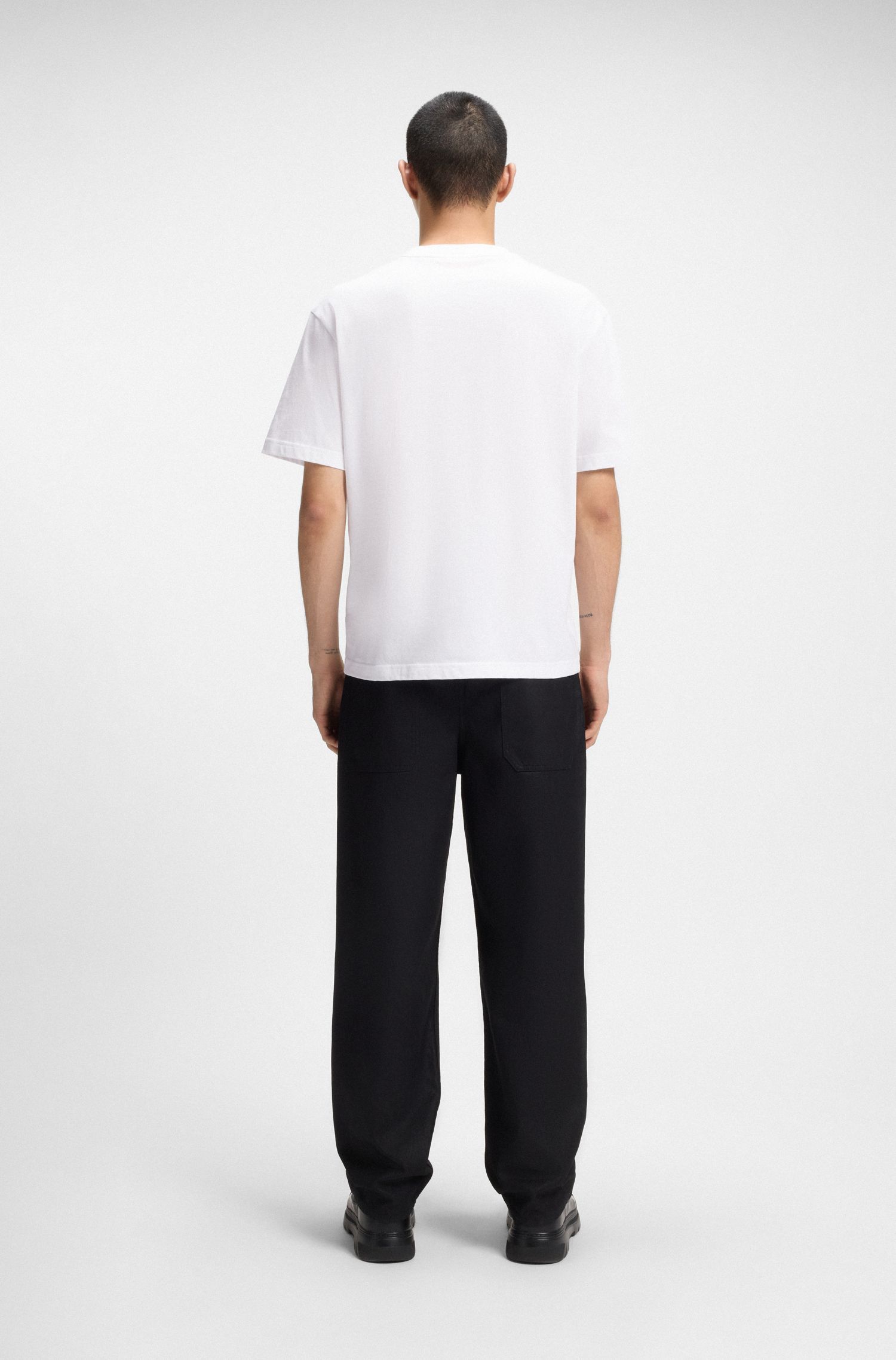 HUGO - Áo thun nam cotton-jersey in họa tiết