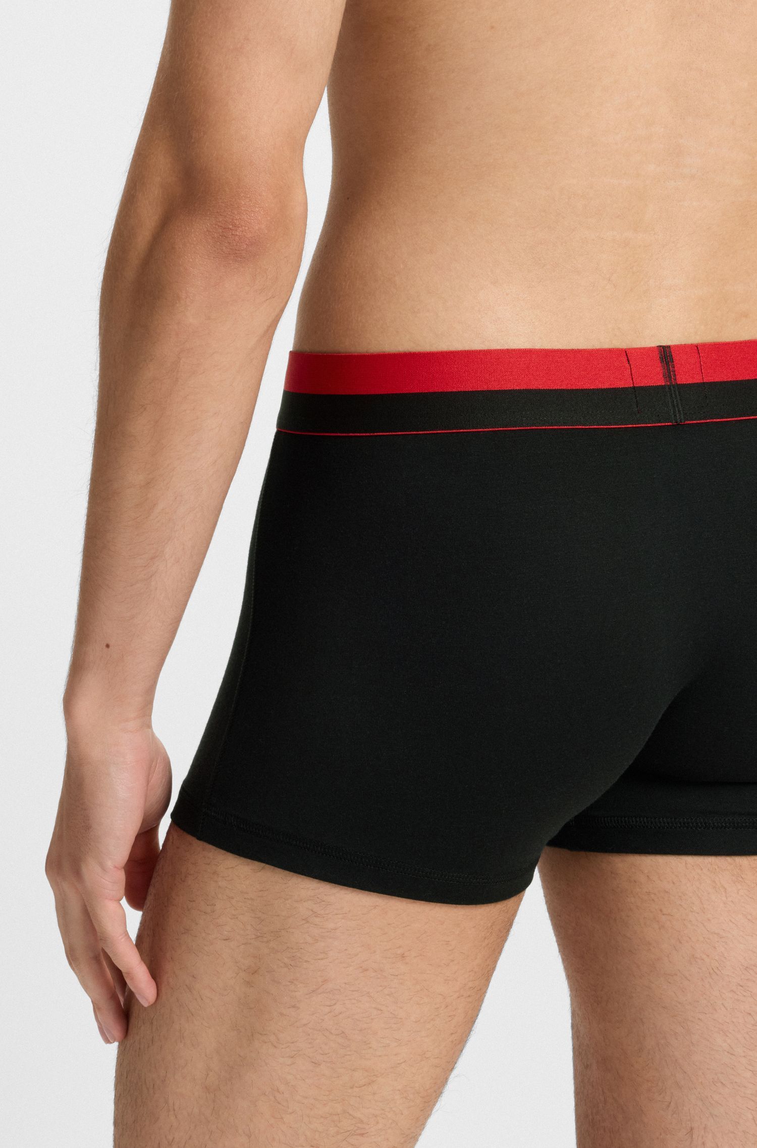 HUGO - Set 3 quần lót dáng trunks cạp quần có logo cắt đôi