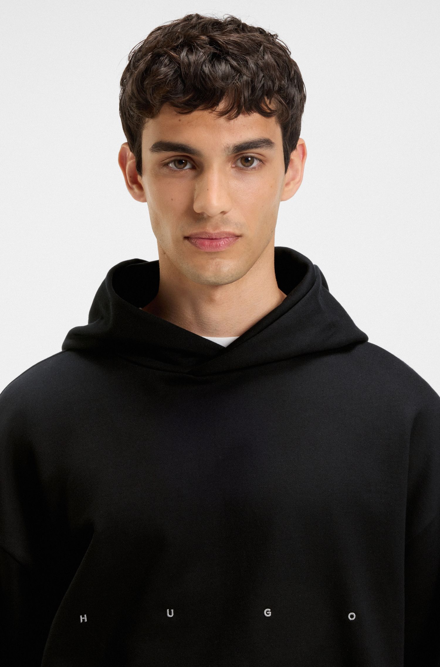 HUGO - Áo hoodie dáng oversized cotton terry HUGO x apoh in họa tiết ballerina