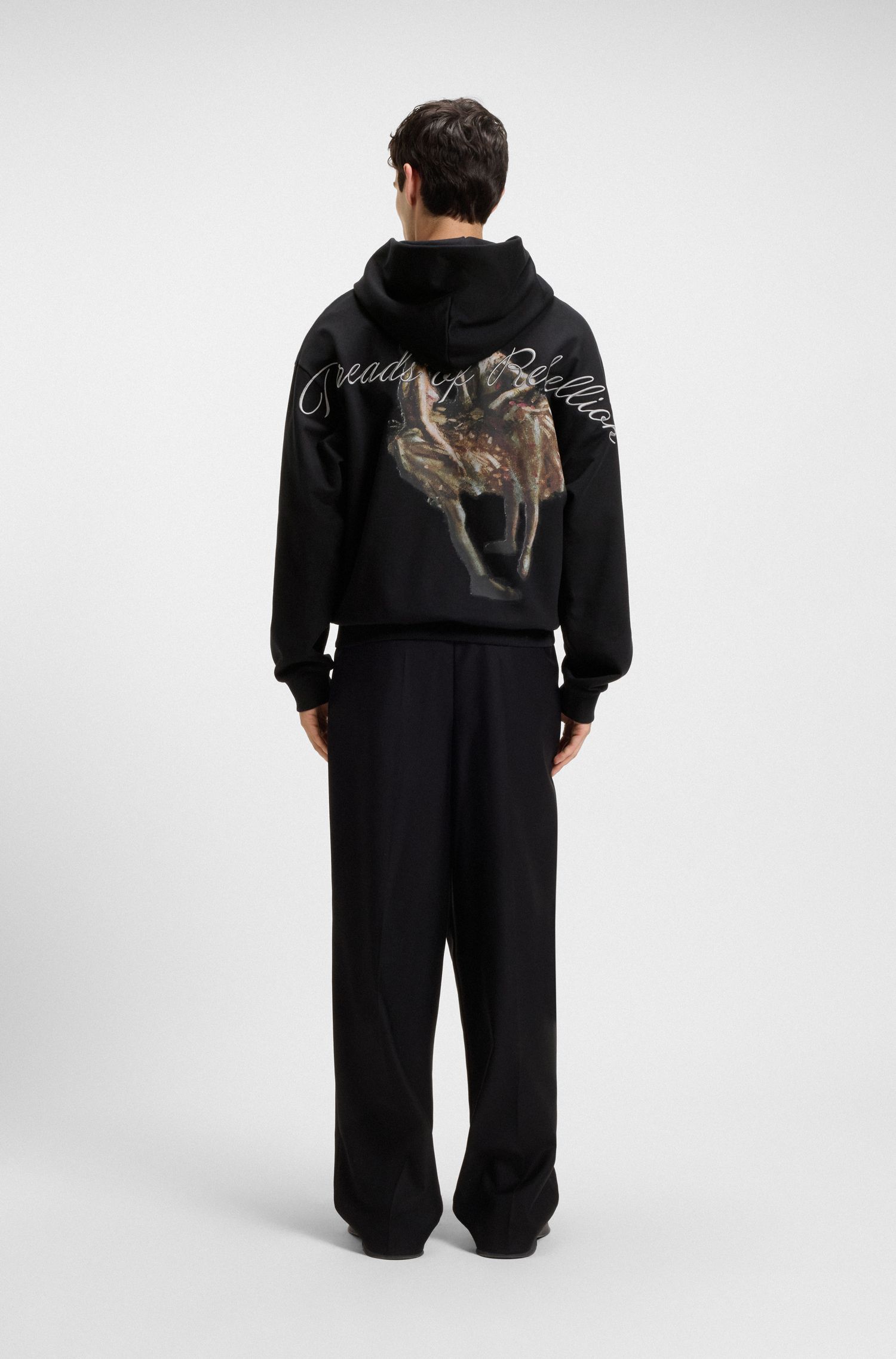 Áo hoodie dáng oversized cotton terry HUGO x apoh in họa tiết ballerina