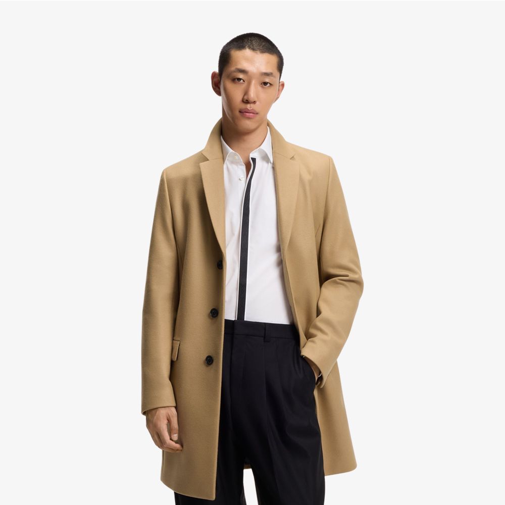 Áo măng tô dáng slim-fit vải len pha cashmere
