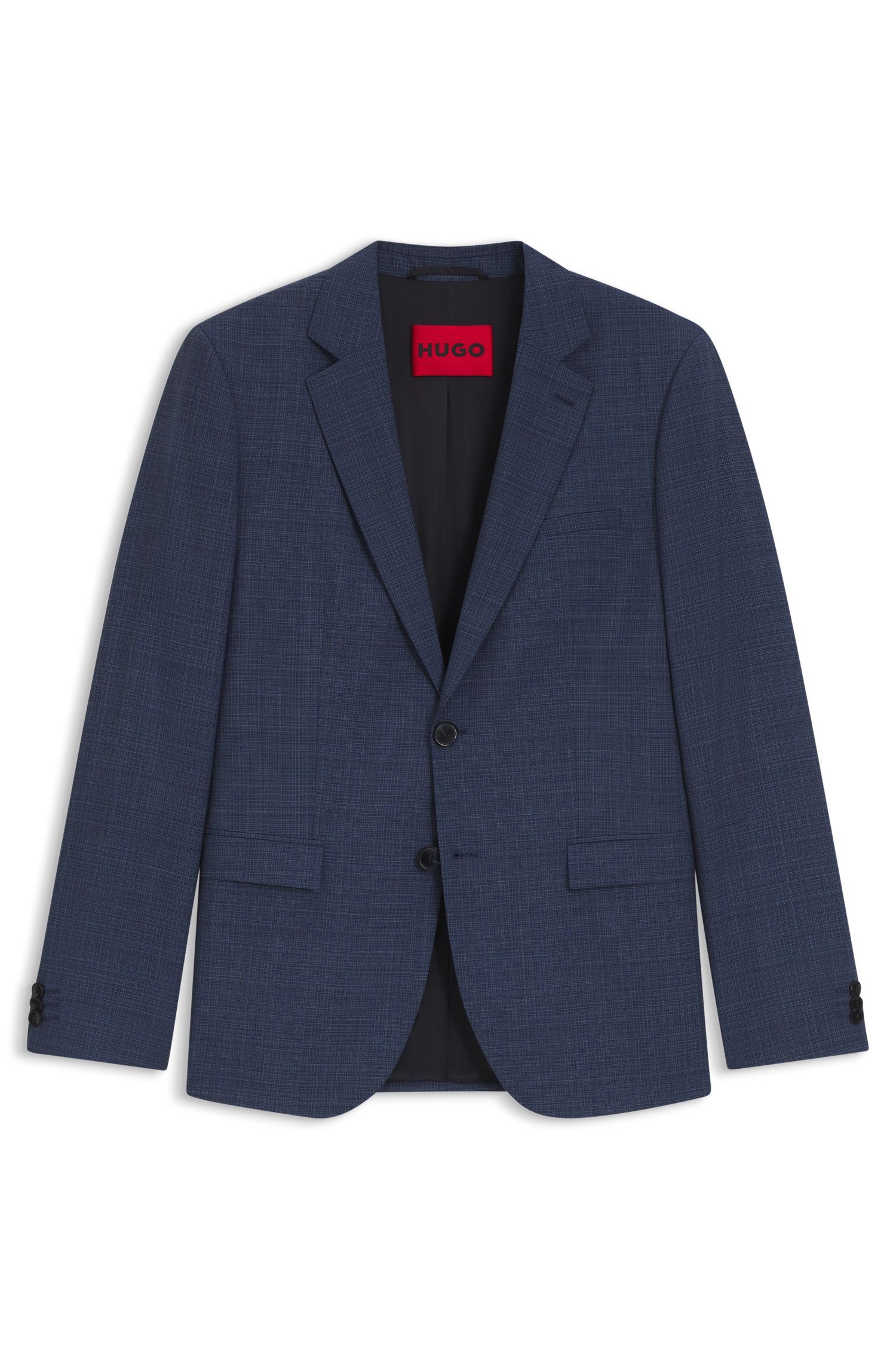 HUGO - Áo blazer dáng extra-slim-fit len nguyên chất mouliné