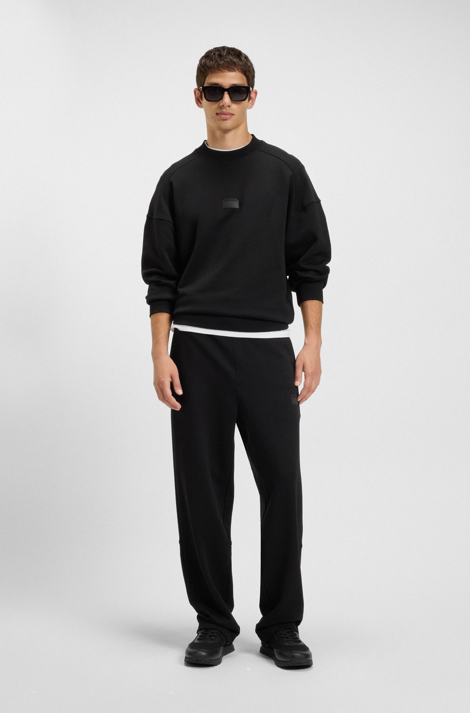 HUGO - Quần sweatpants cotton terry in logo cắt đôi