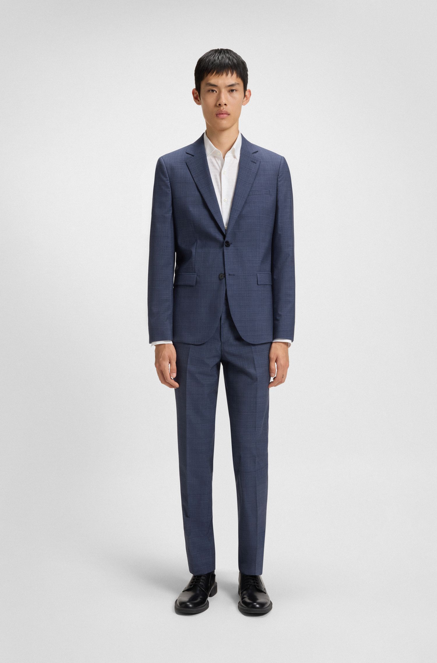 HUGO - Quần âu dáng extra-slim-fit len mouliné