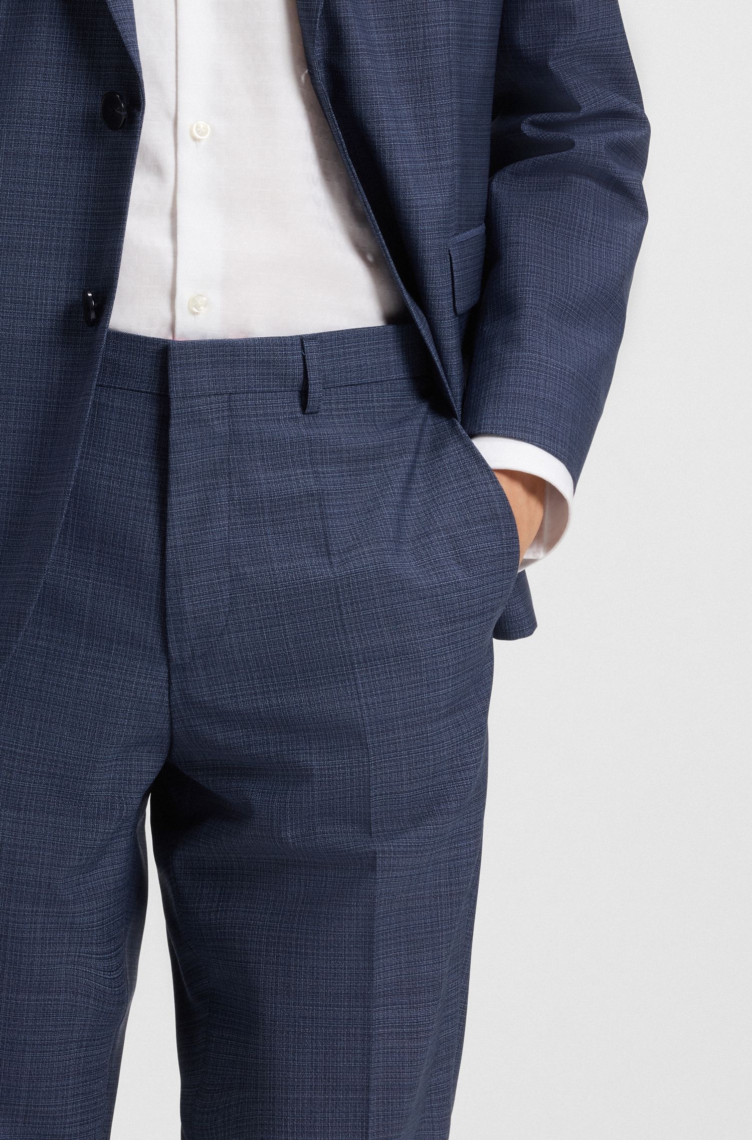 HUGO - Quần âu dáng extra-slim-fit len mouliné