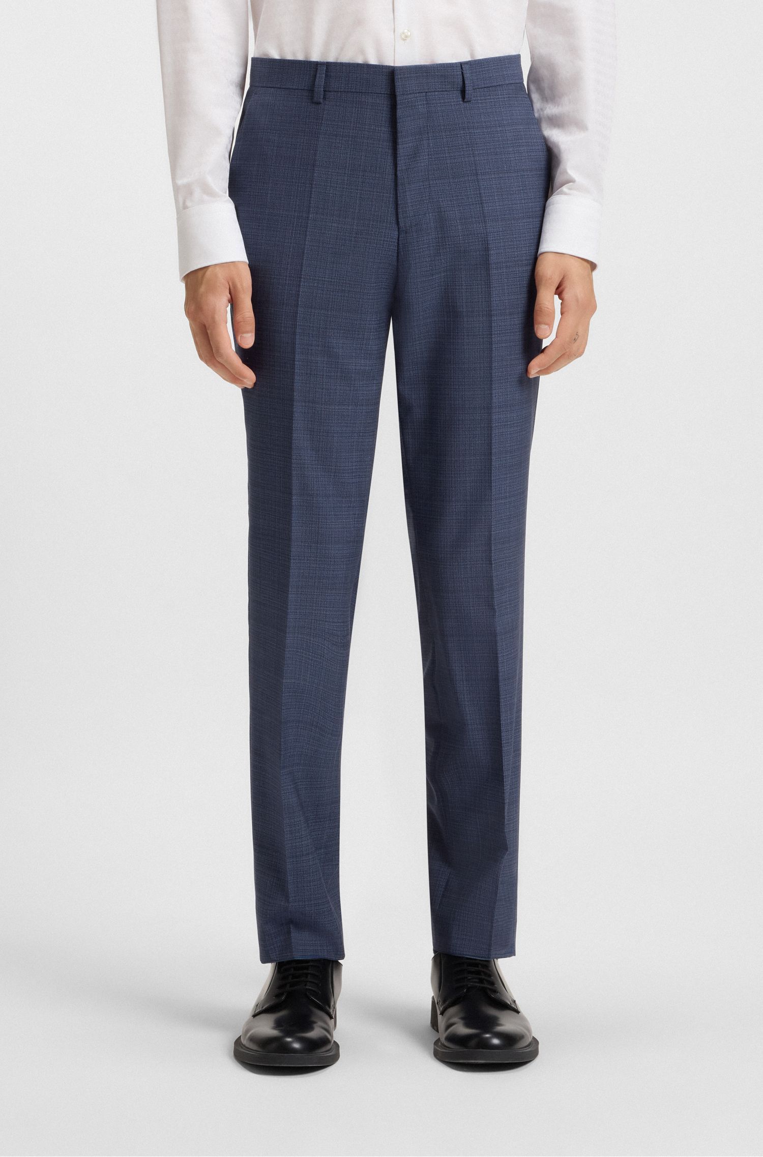 HUGO - Quần âu dáng extra-slim-fit len mouliné