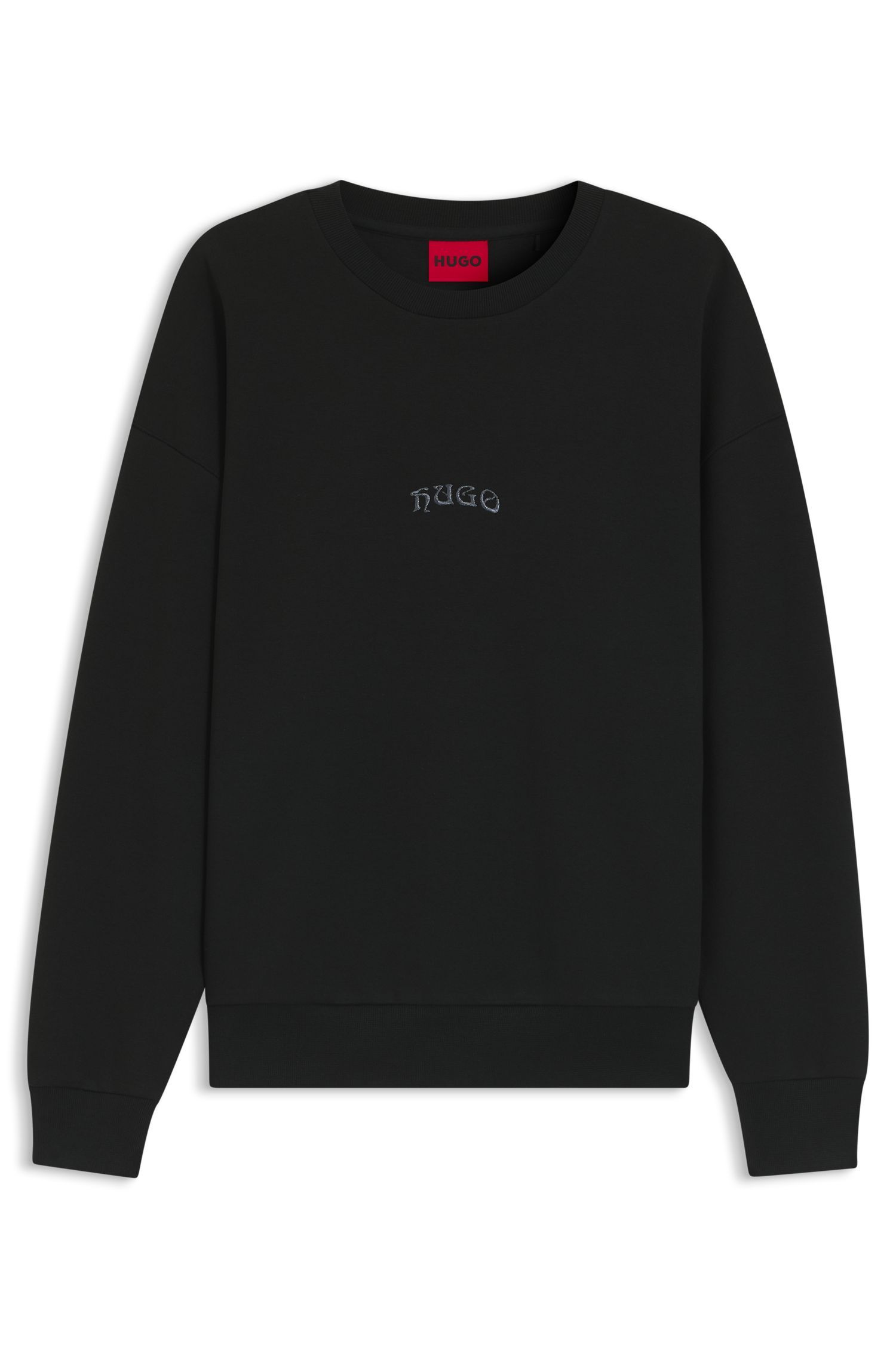 Áo sweatshirt cotton blend kèm logo thêu