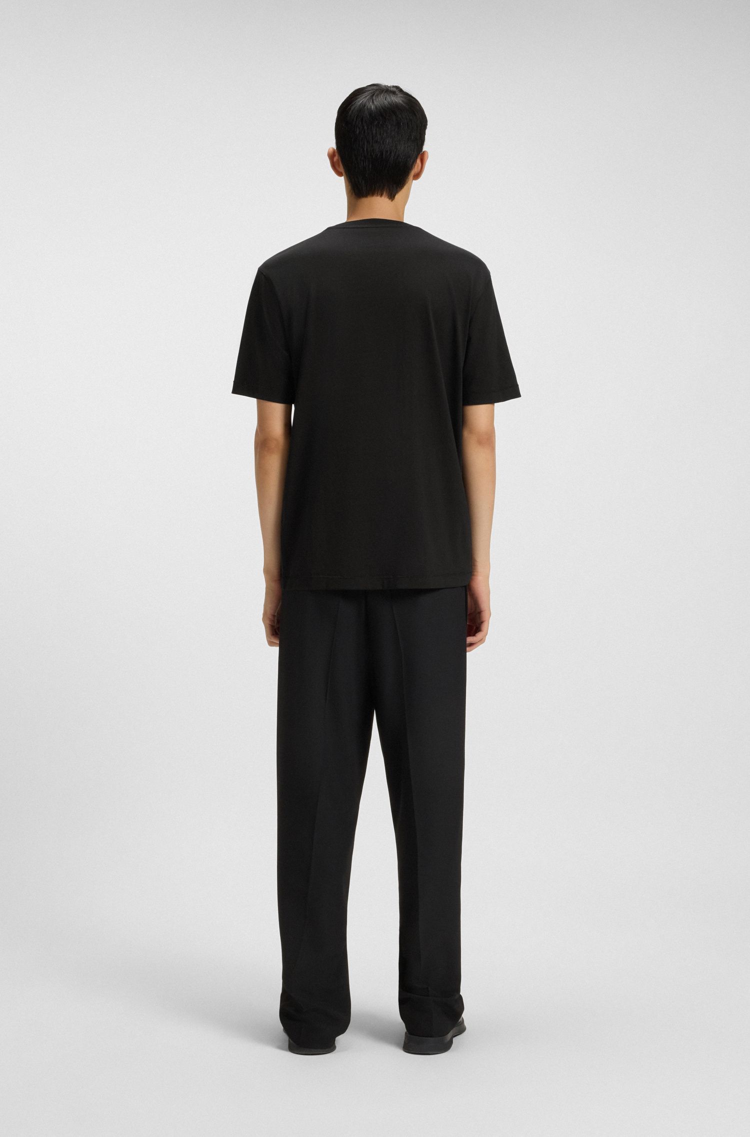 HUGO - Áo thun cotton-jersey kèm họa tiết thêu