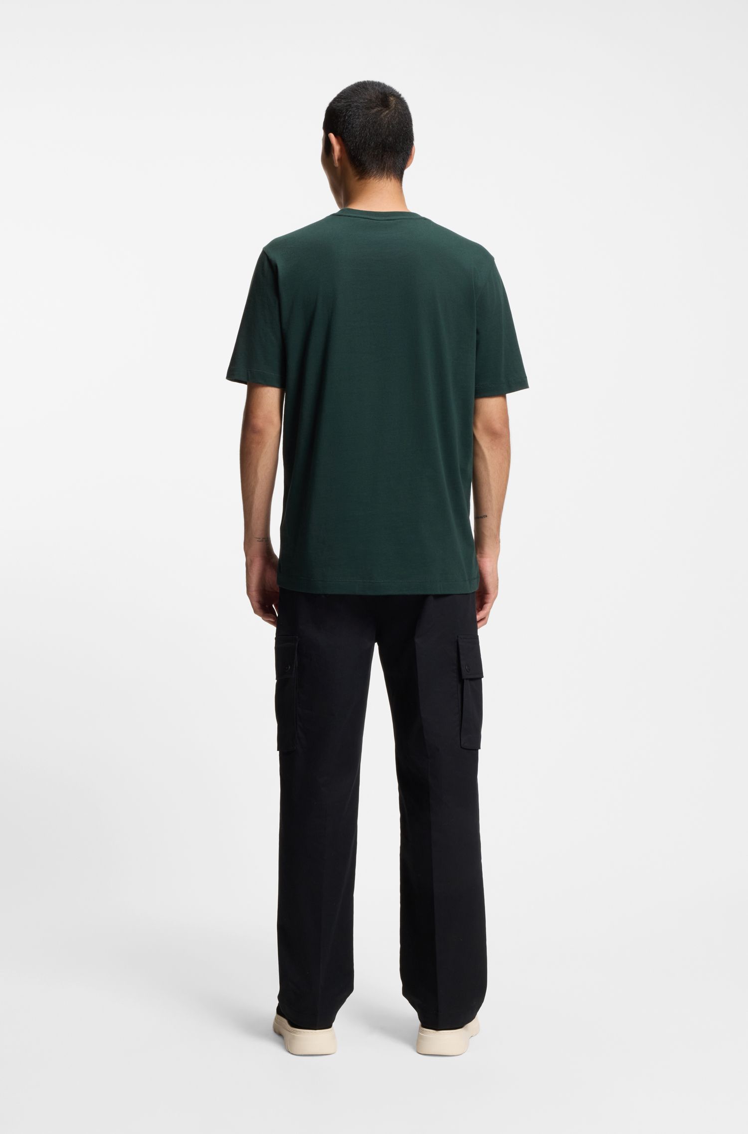 HUGO - Áo thun cotton-jersey kèm họa tiết thêu