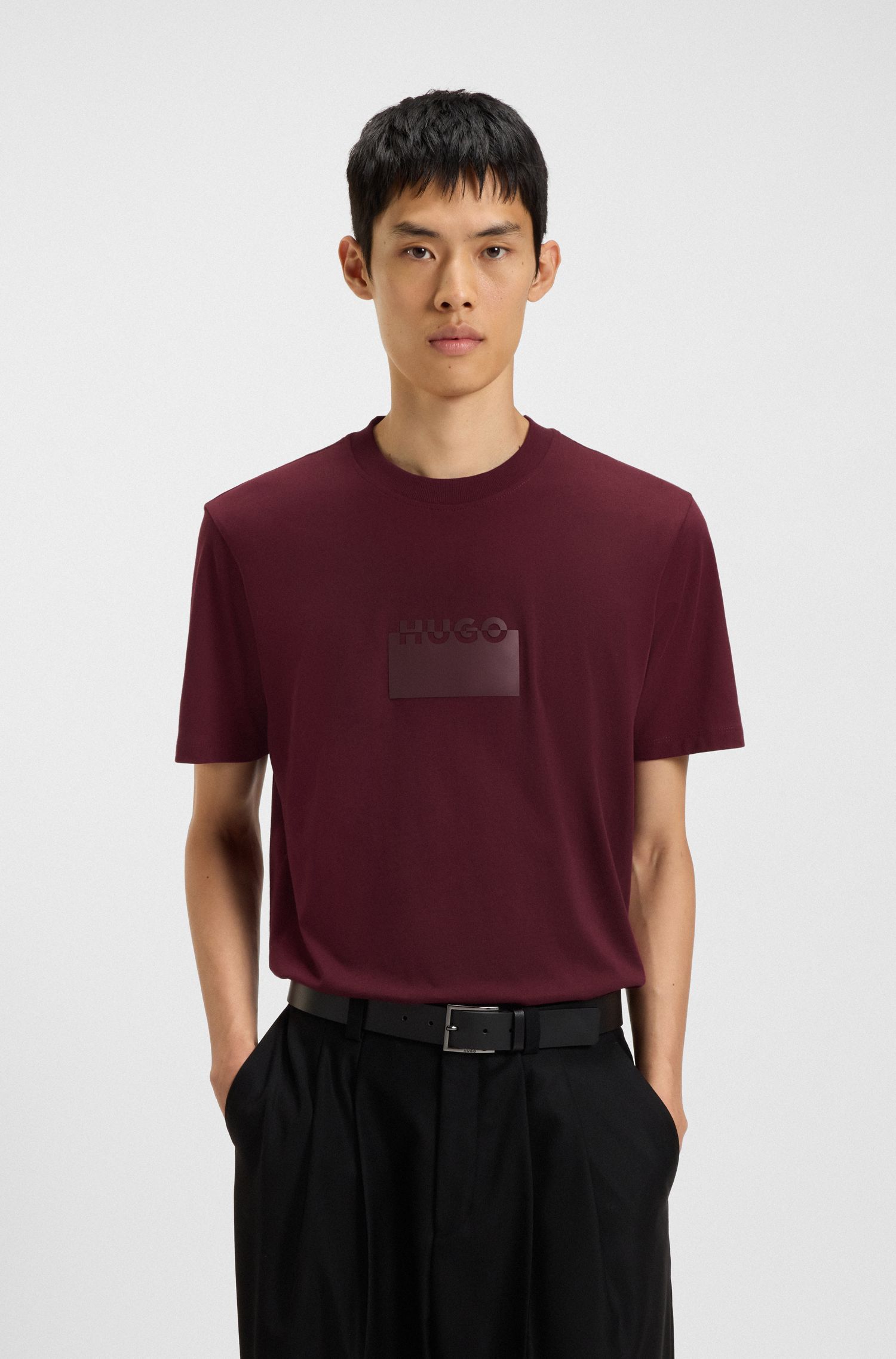 Áo thun cotton jersey in logo cao su