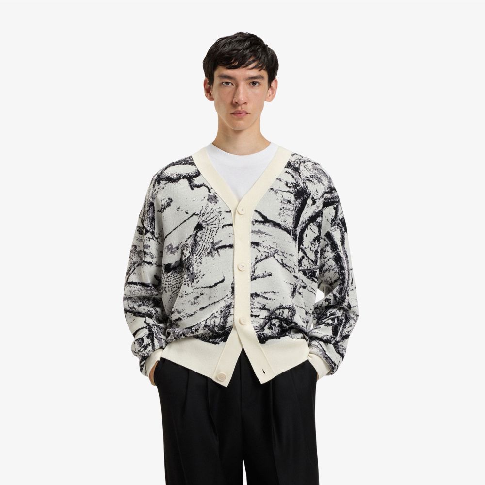 HUGO - Áo cardigan oversized họa tiết jacquard