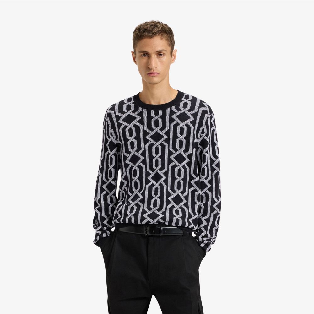 HUGO - Áo sweater regular fit với họa tiết jacquard