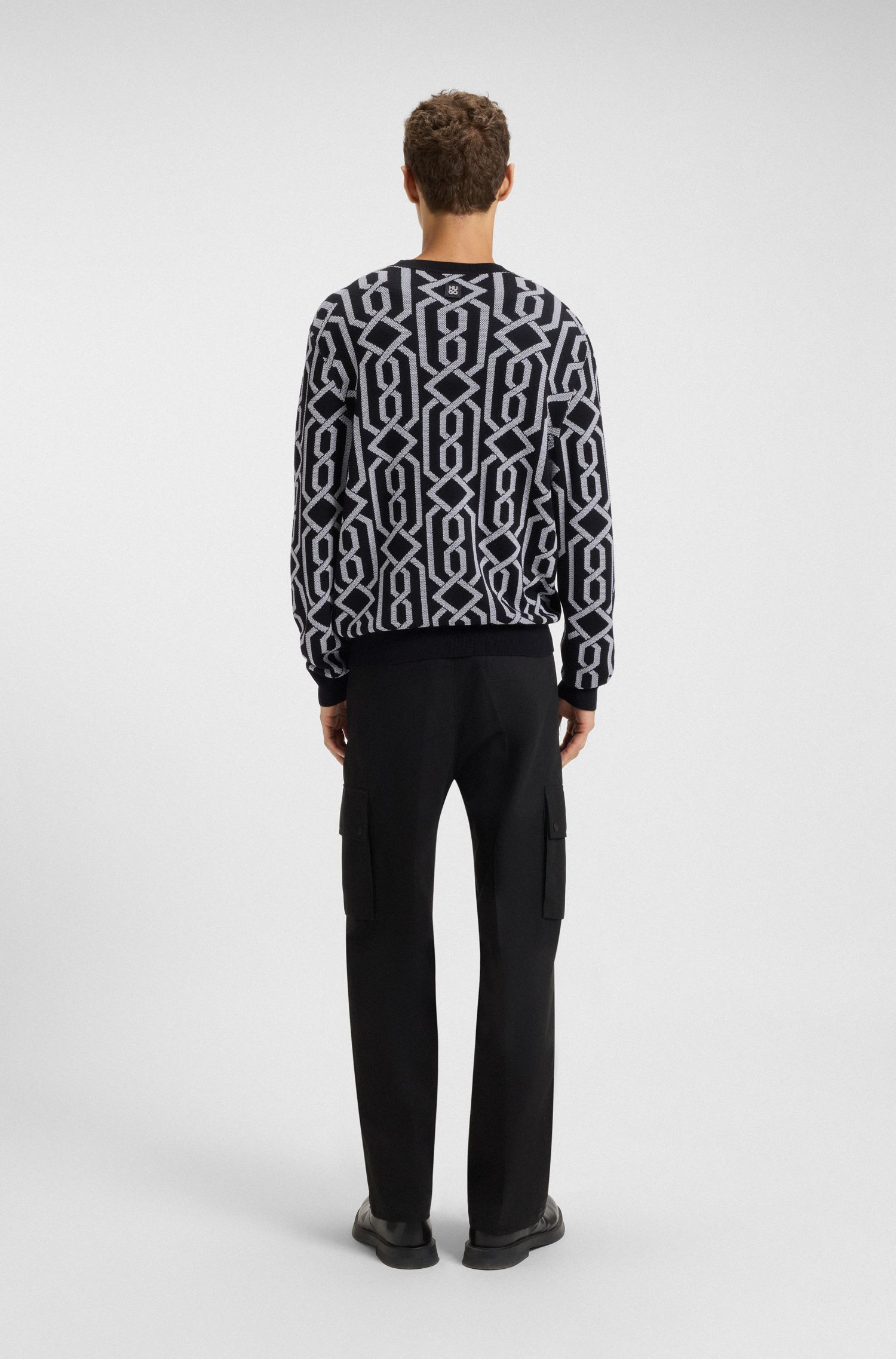 HUGO - Áo sweater regular fit với họa tiết jacquard