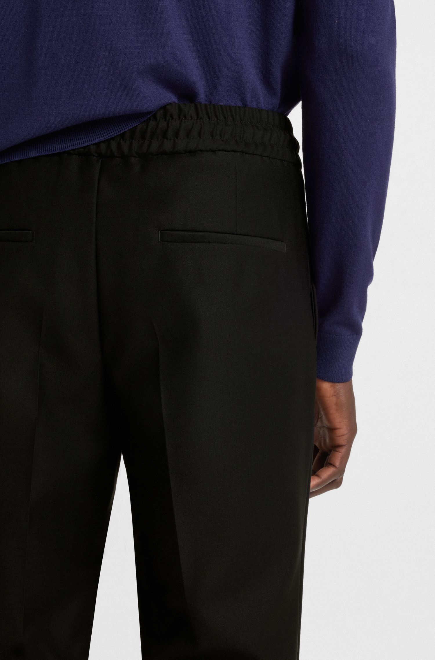 HUGO - Quần âu dáng slim-fit vải twill len pha