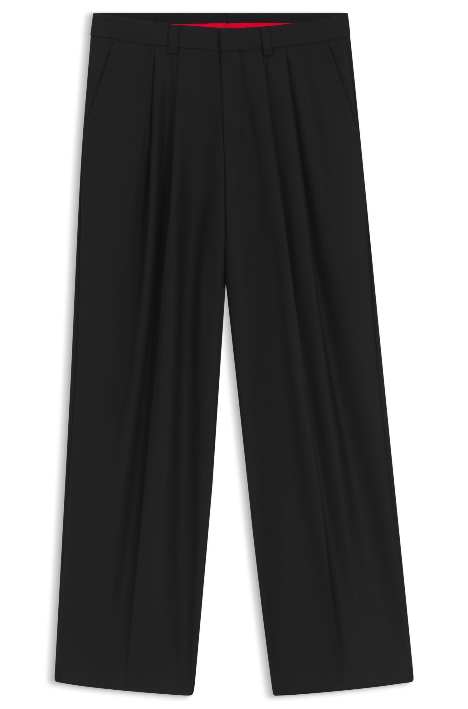 HUGO - Quần âu kiểu dáng hiện đại vải twill len pha