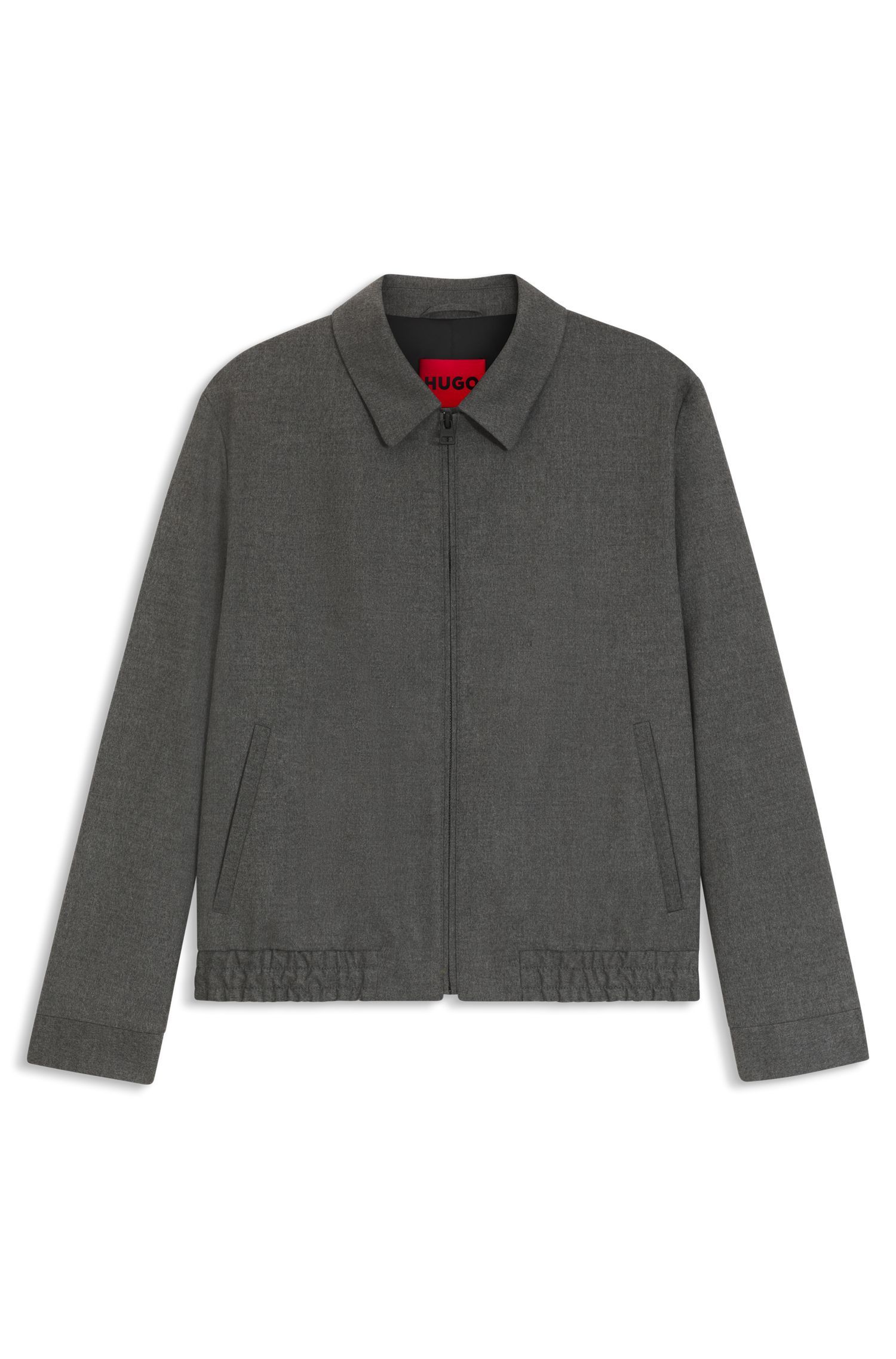 HUGO - Áo khoác dáng slim-fit vải flannel melange co giãn