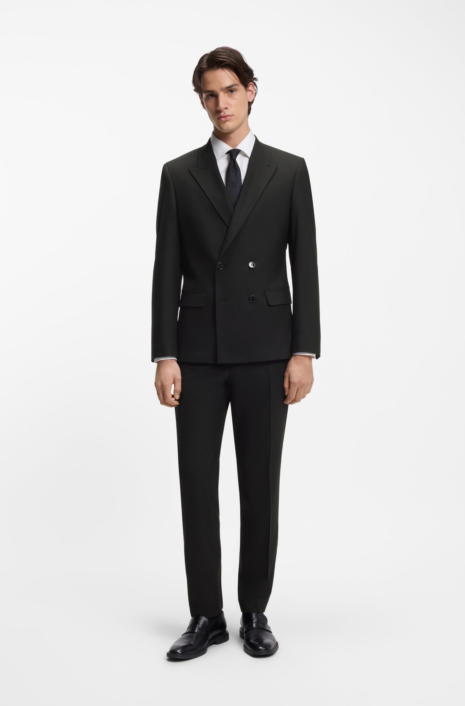 HUGO - Quần âu vải len pha dáng slim fit