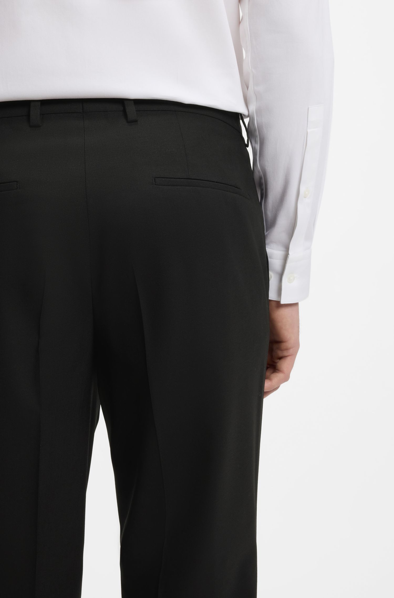 HUGO - Quần âu vải len pha dáng slim fit