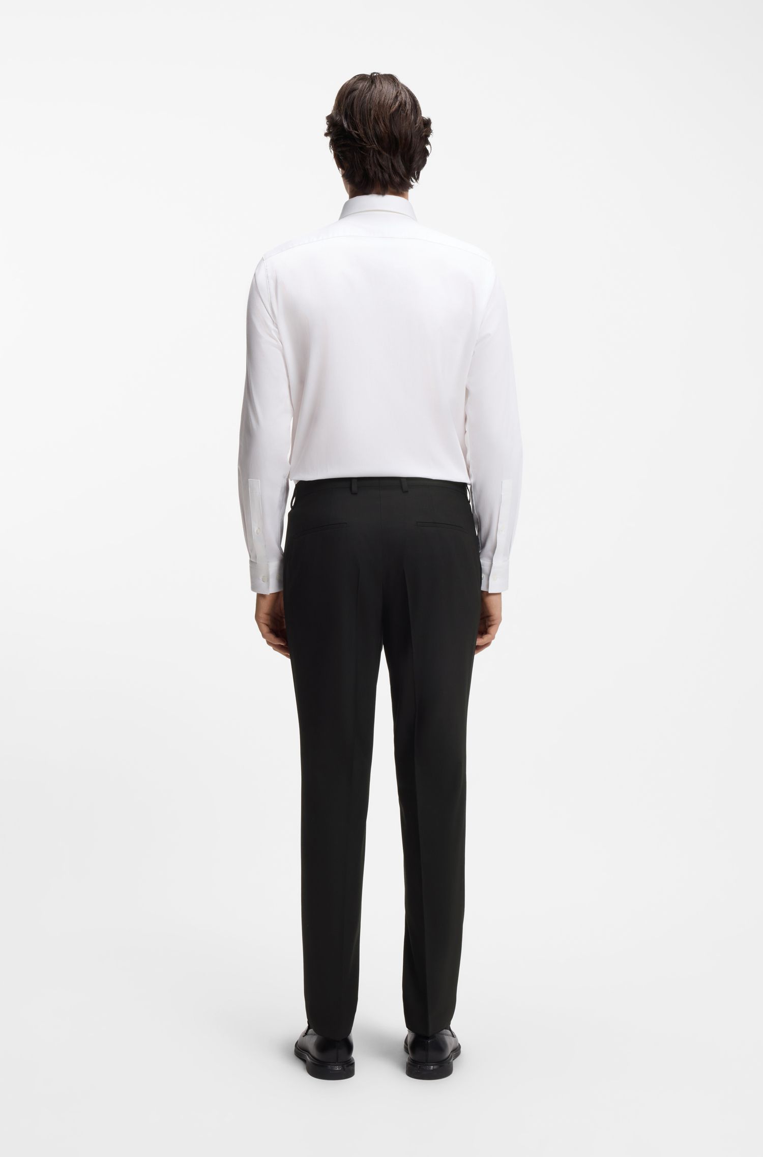 HUGO - Quần âu vải len pha dáng slim fit