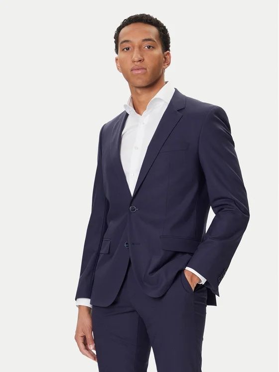 HUGO - Bộ vest hai mảnh slim fit vải wool-blend poplin