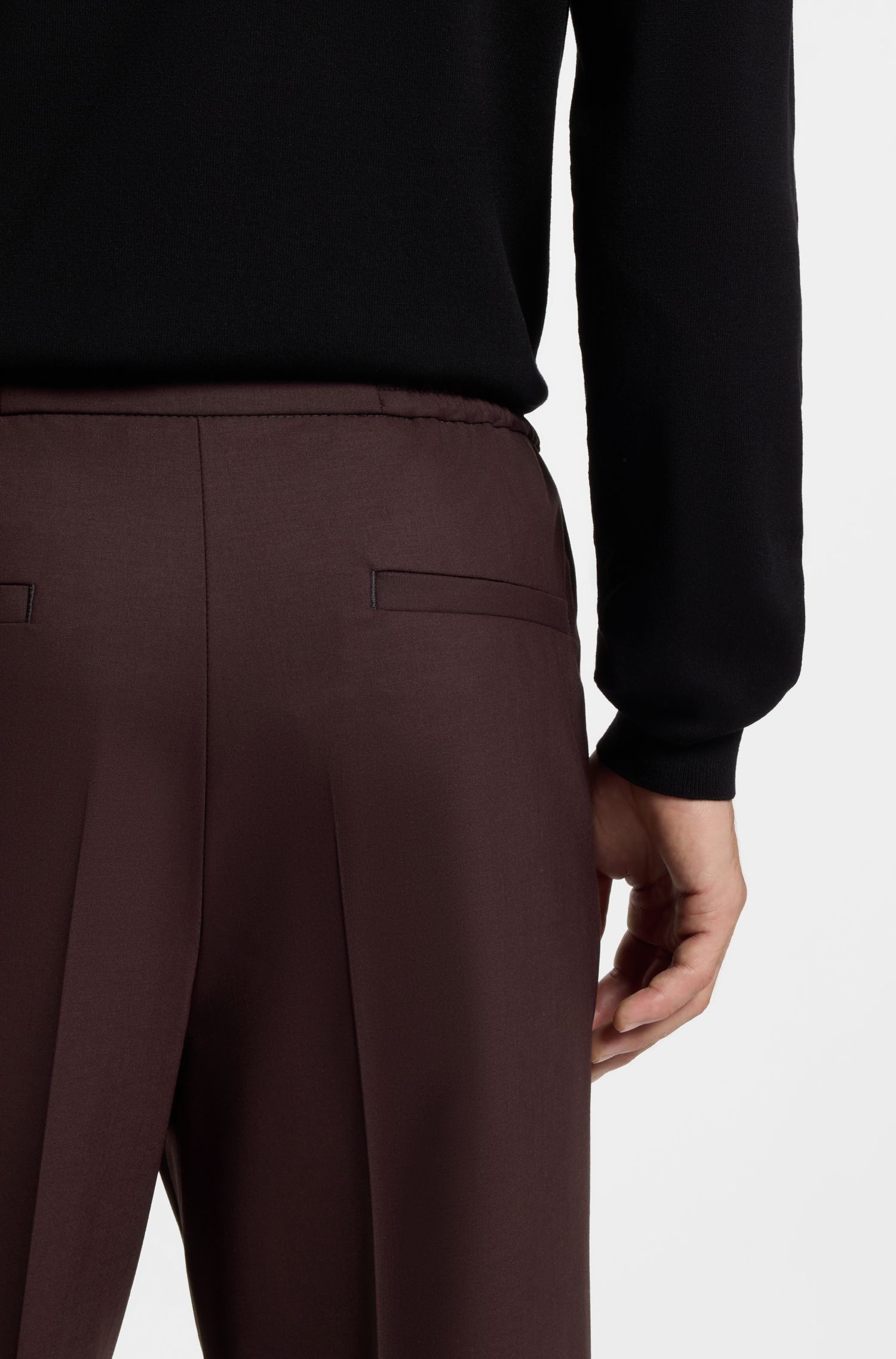 HUGO - Quần tây slim-fit làm từ vải poplin pha len