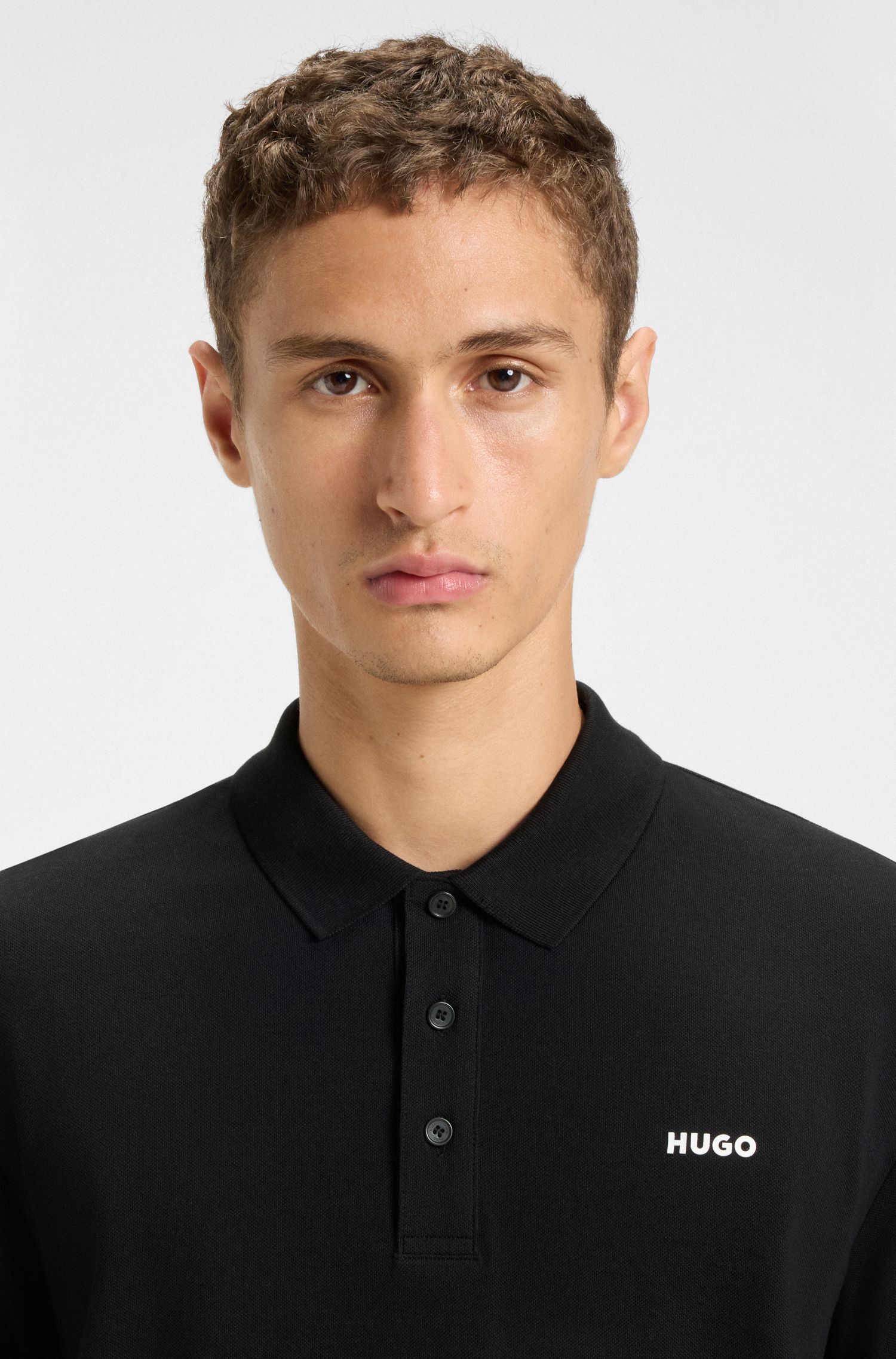 HUGO - Áo polo cotton piqué in logo