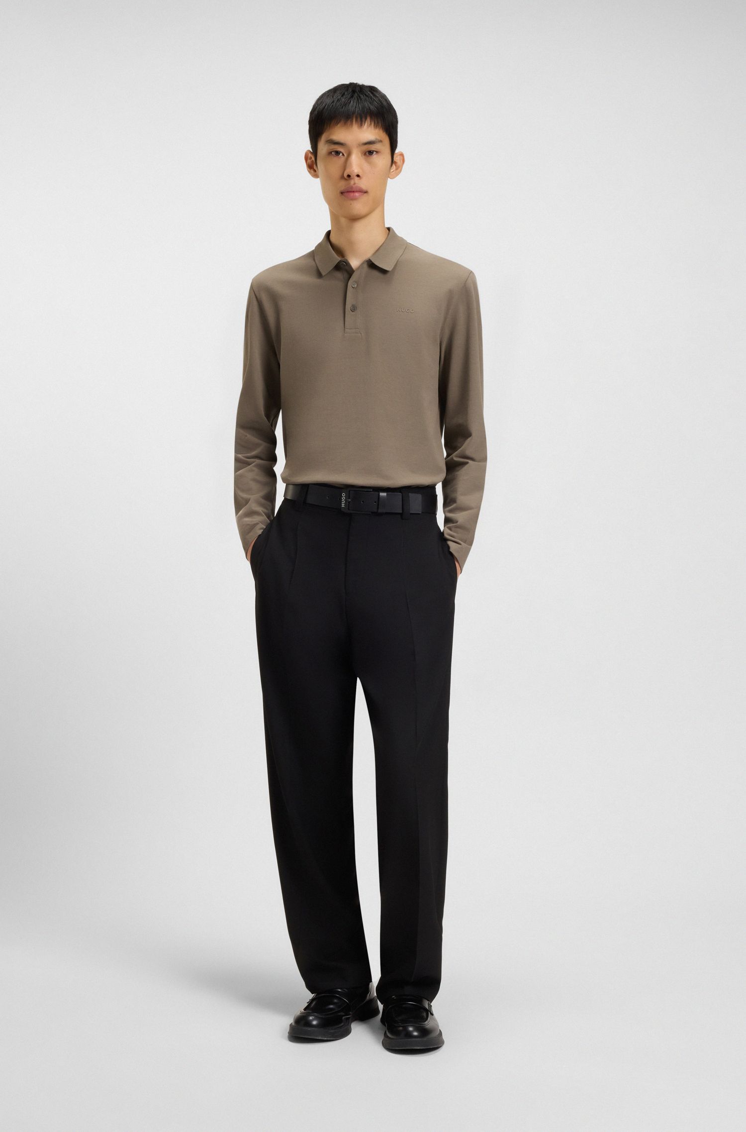 HUGO - Áo polo cotton piqué in logo