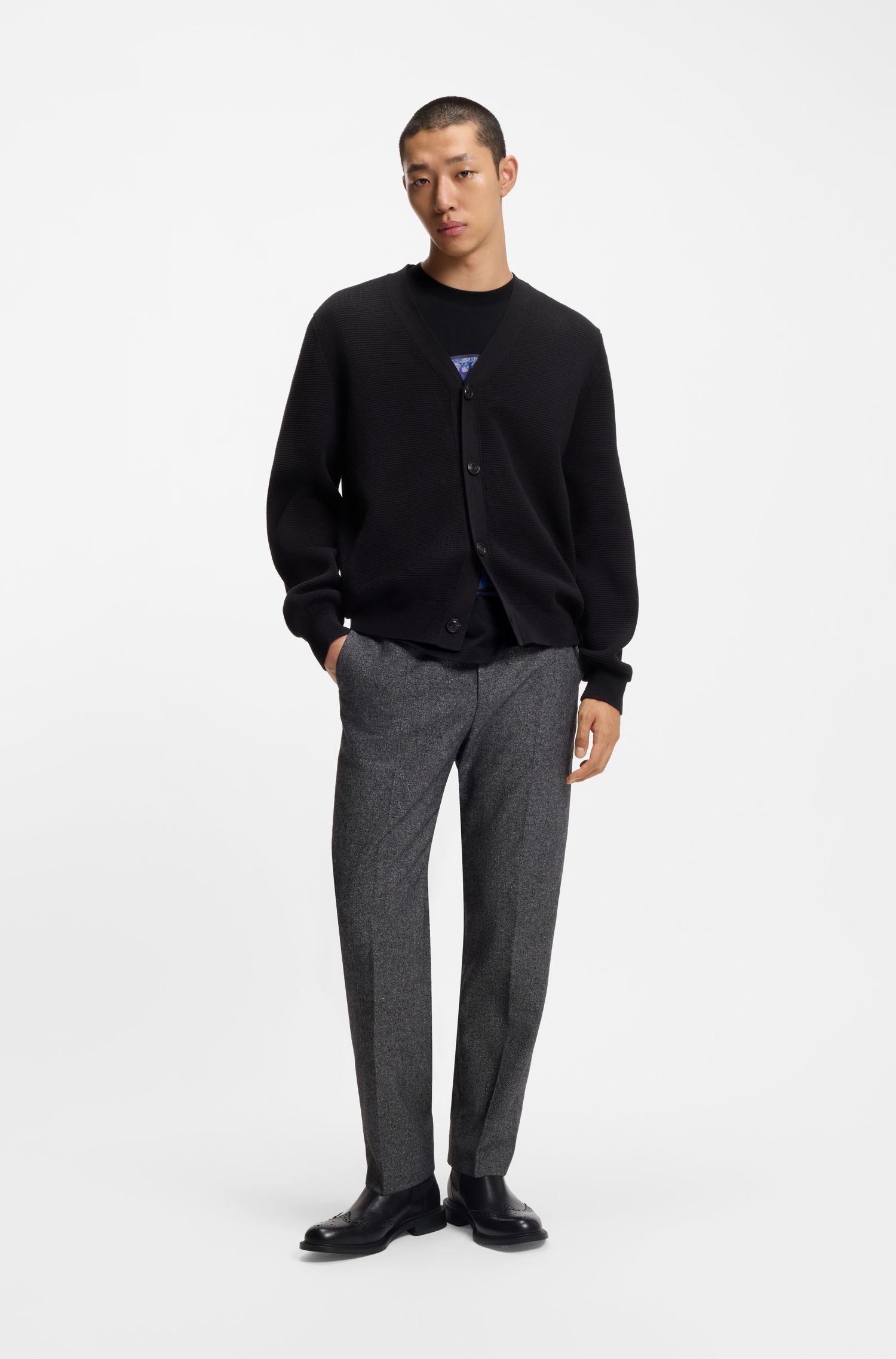HUGO - Áo thun cotton jersey in họa tiết hoa