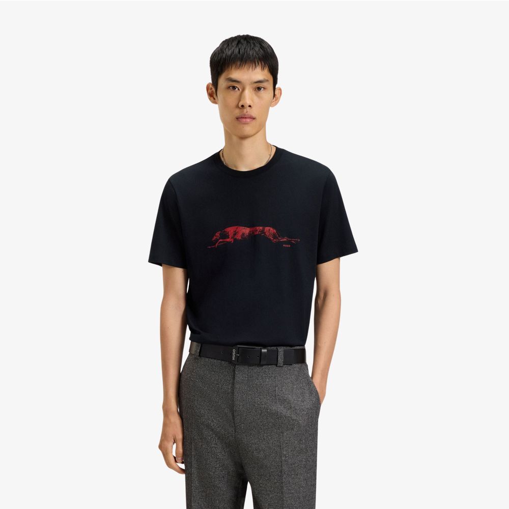 HUGO - Áo thun cotton jersey in họa tiết chú chó