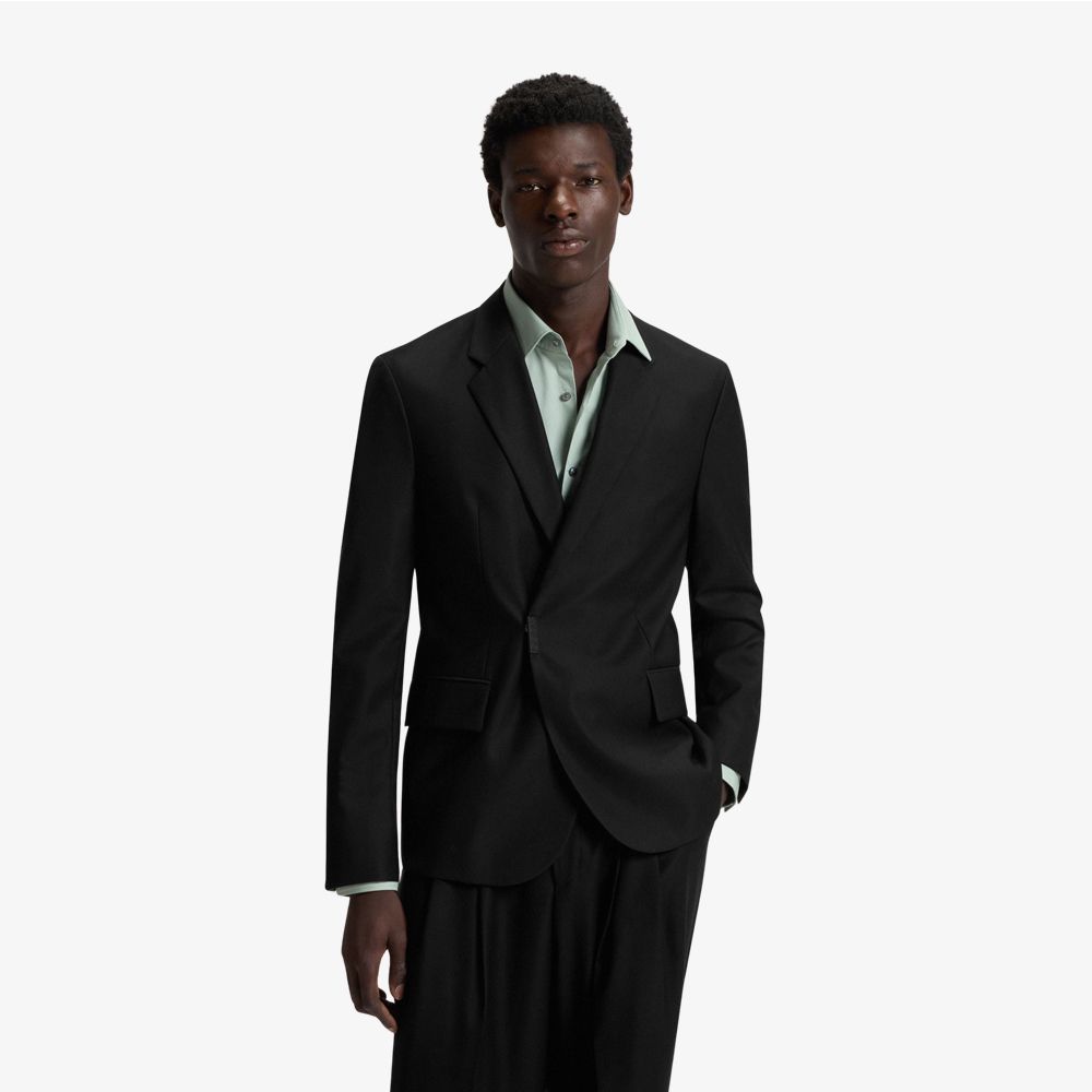 HUGO - Áo khoác suit dáng slim-fit với khóa logo