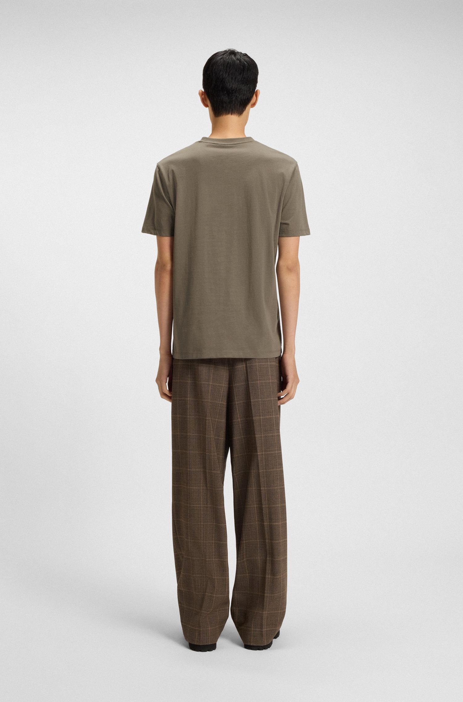 HUGO - Áo thun cotton jersey in logo thêu nghệ thuật