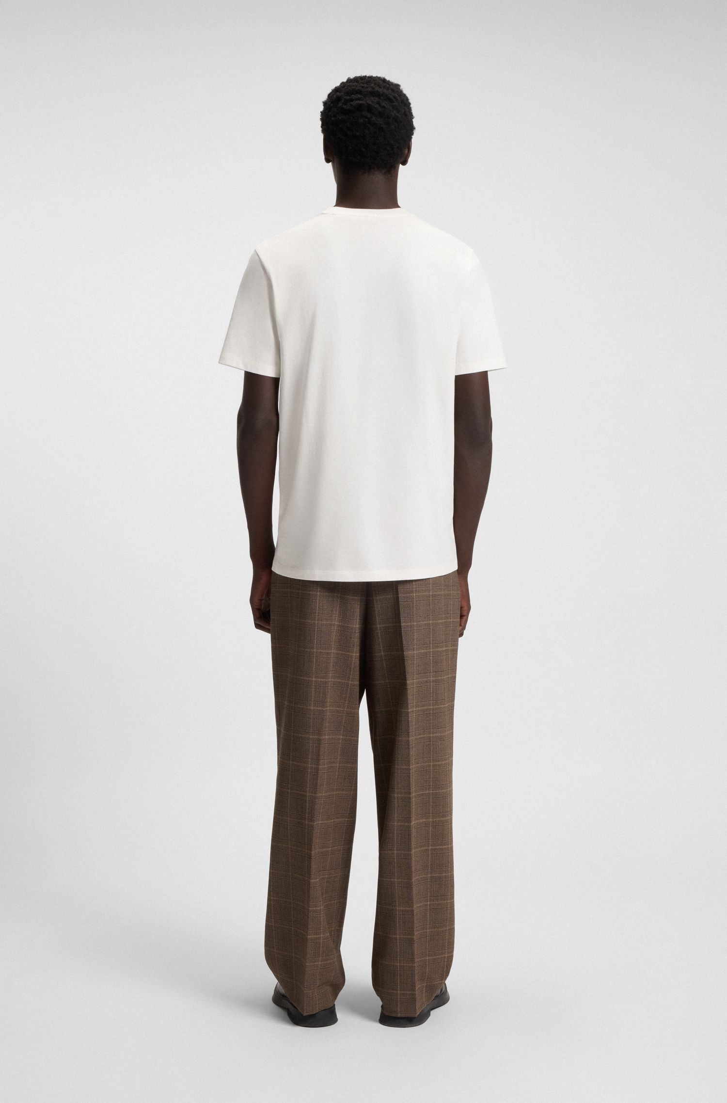 HUGO - Áo thun cotton jersey in logo thêu nghệ thuật