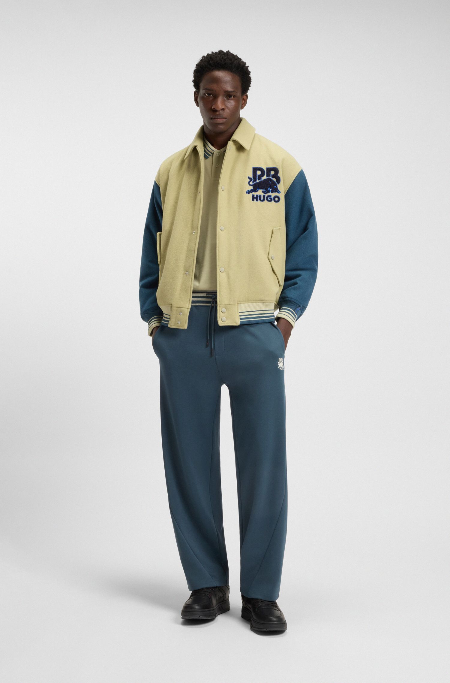 HUGO - Quần sweatpants dáng oversized HUGO x RB với cạp quần sọc
