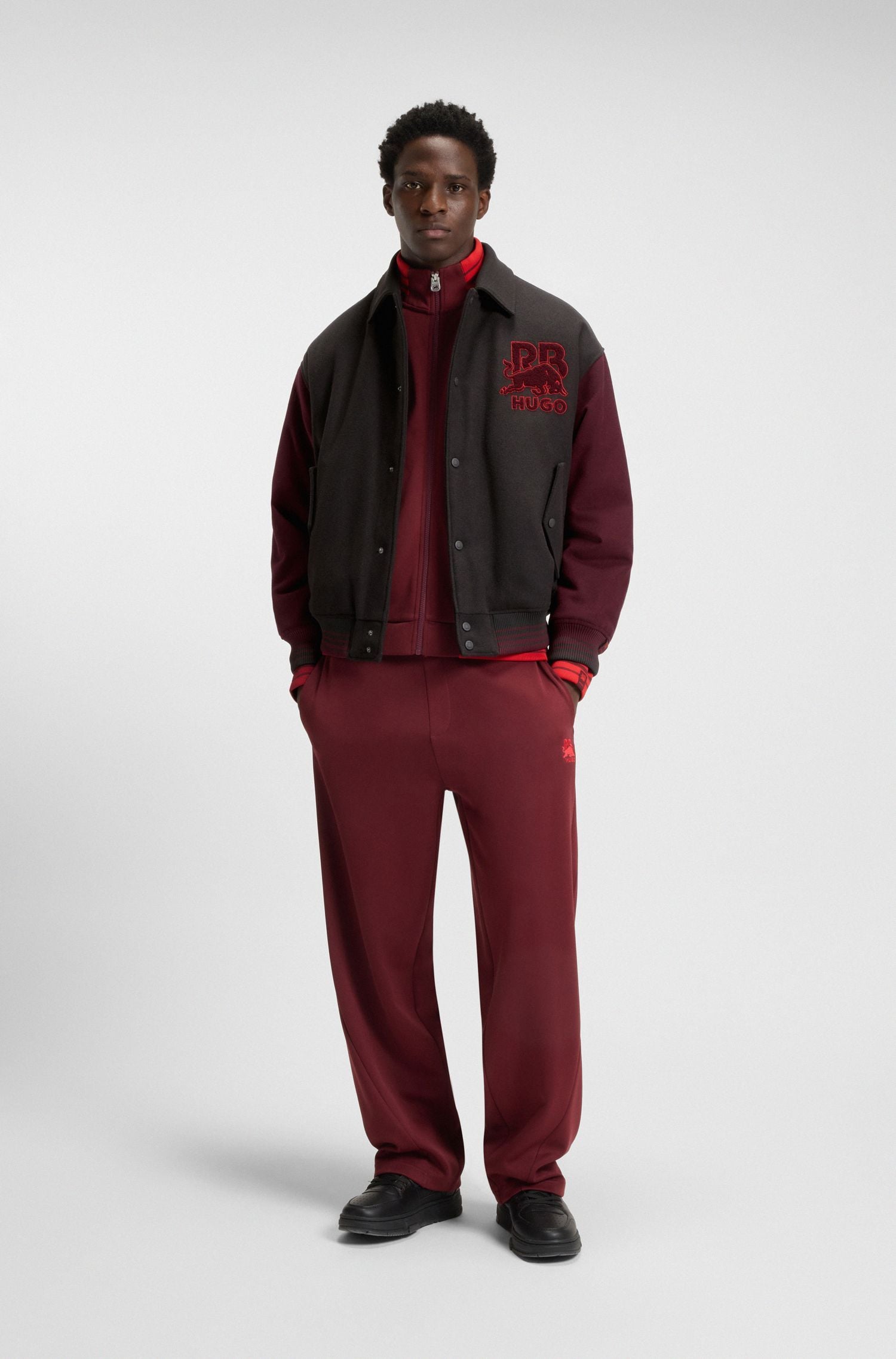 Áo khoác varsity HUGO x RB dáng regular-fit với hình in bò tót Racing Bulls