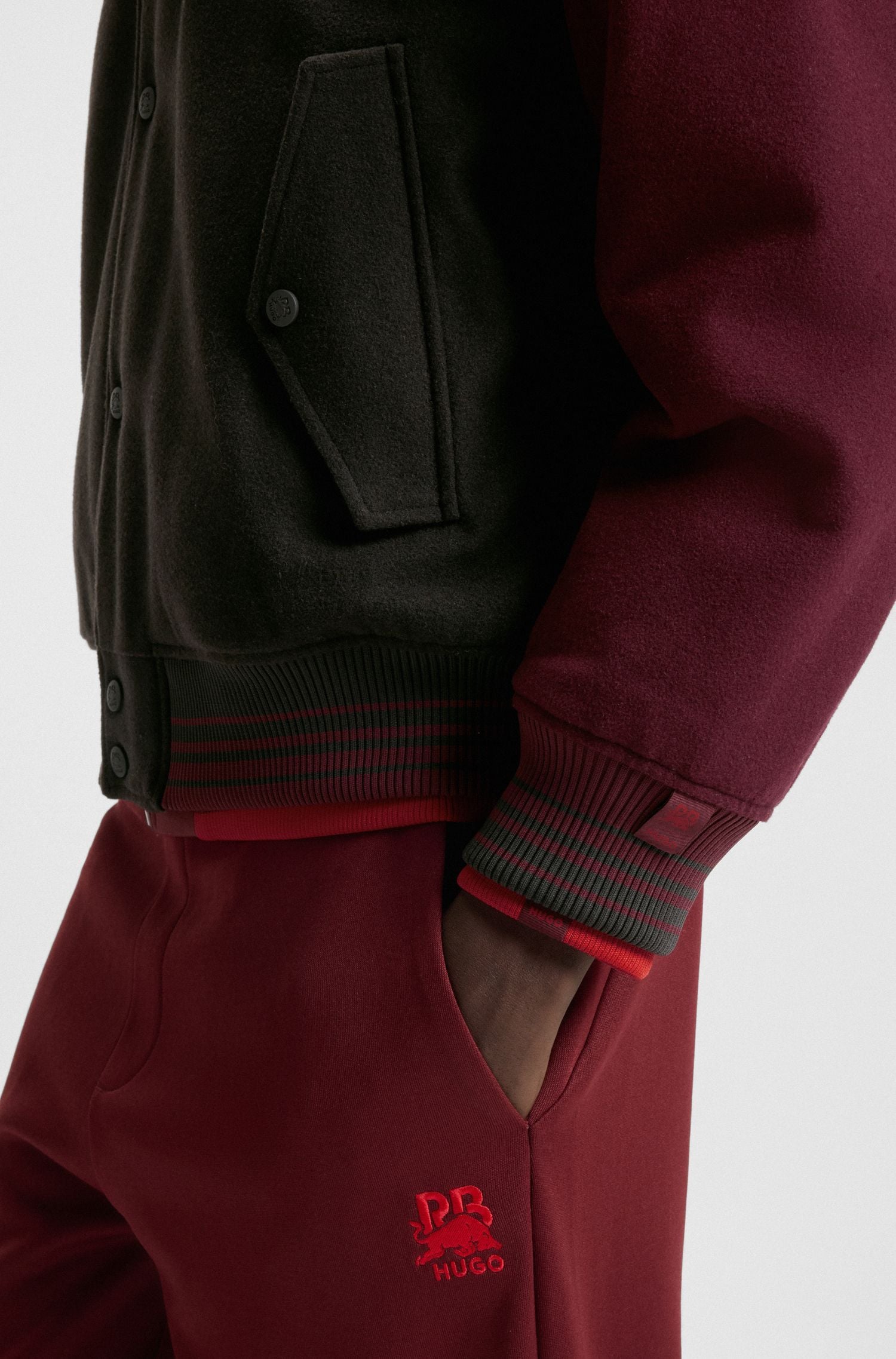 Áo khoác varsity HUGO x RB dáng regular-fit với hình in bò tót Racing Bulls