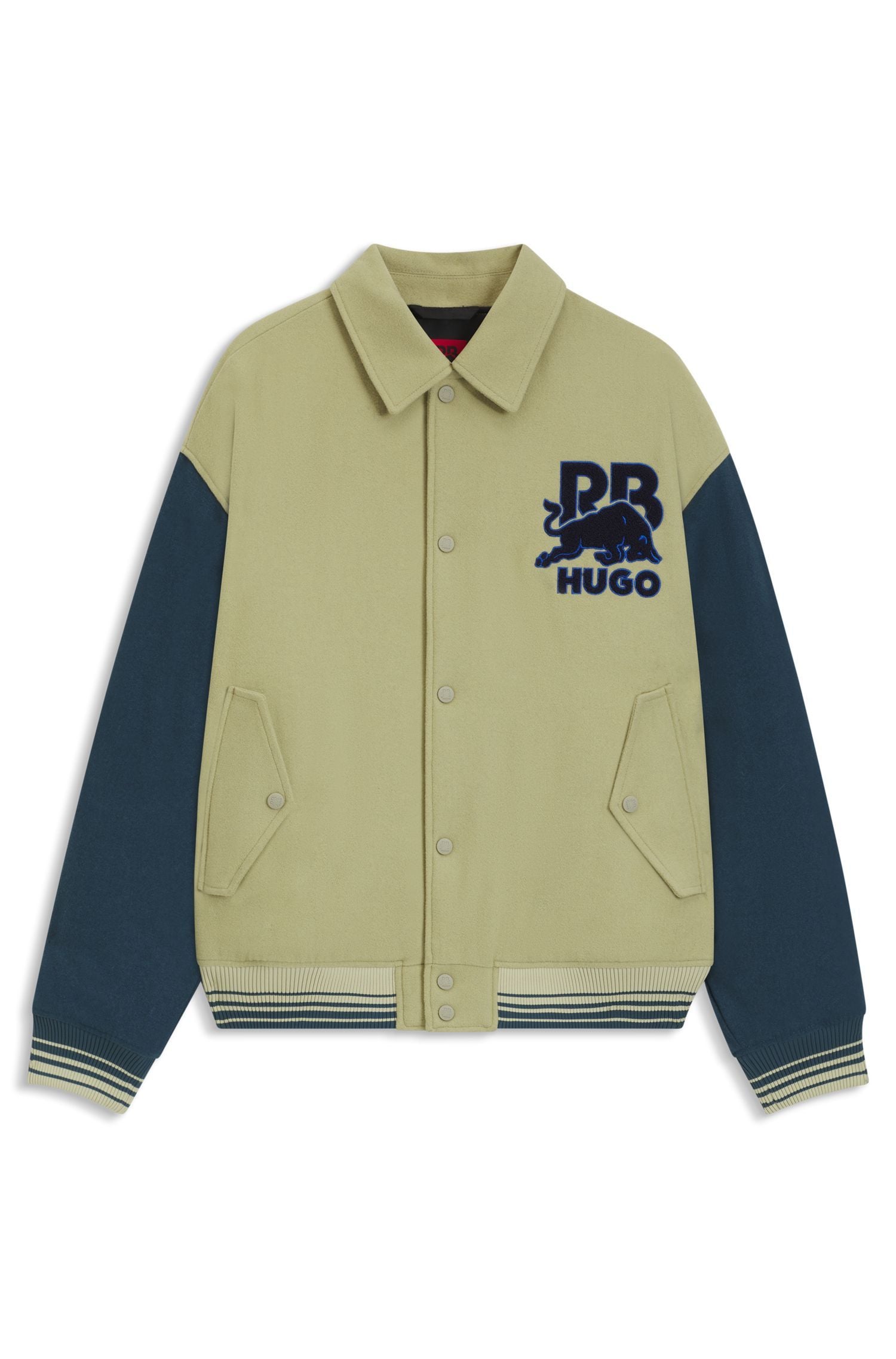 Áo khoác varsity HUGO x RB dáng regular-fit với hình in bò tót Racing Bulls