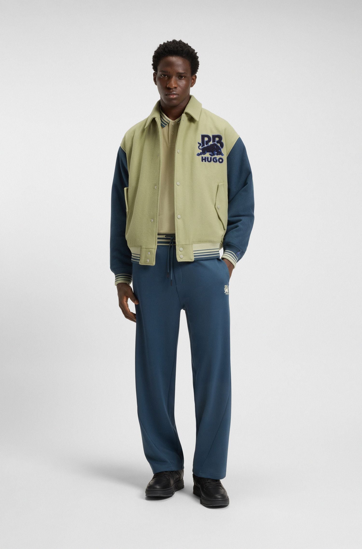 Áo khoác varsity HUGO x RB dáng regular-fit với hình in bò tót Racing Bulls