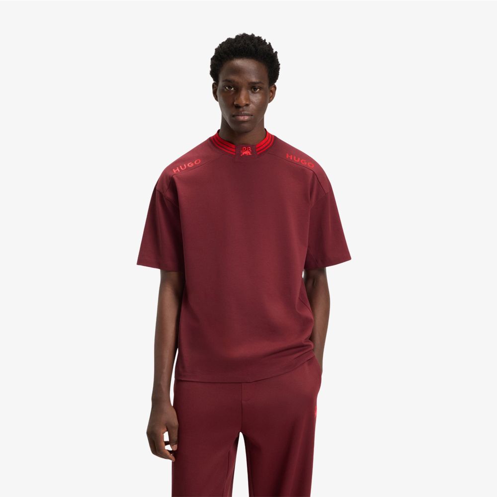 HUGO - Áo thun cotton HUGO x RB phối viền và logo