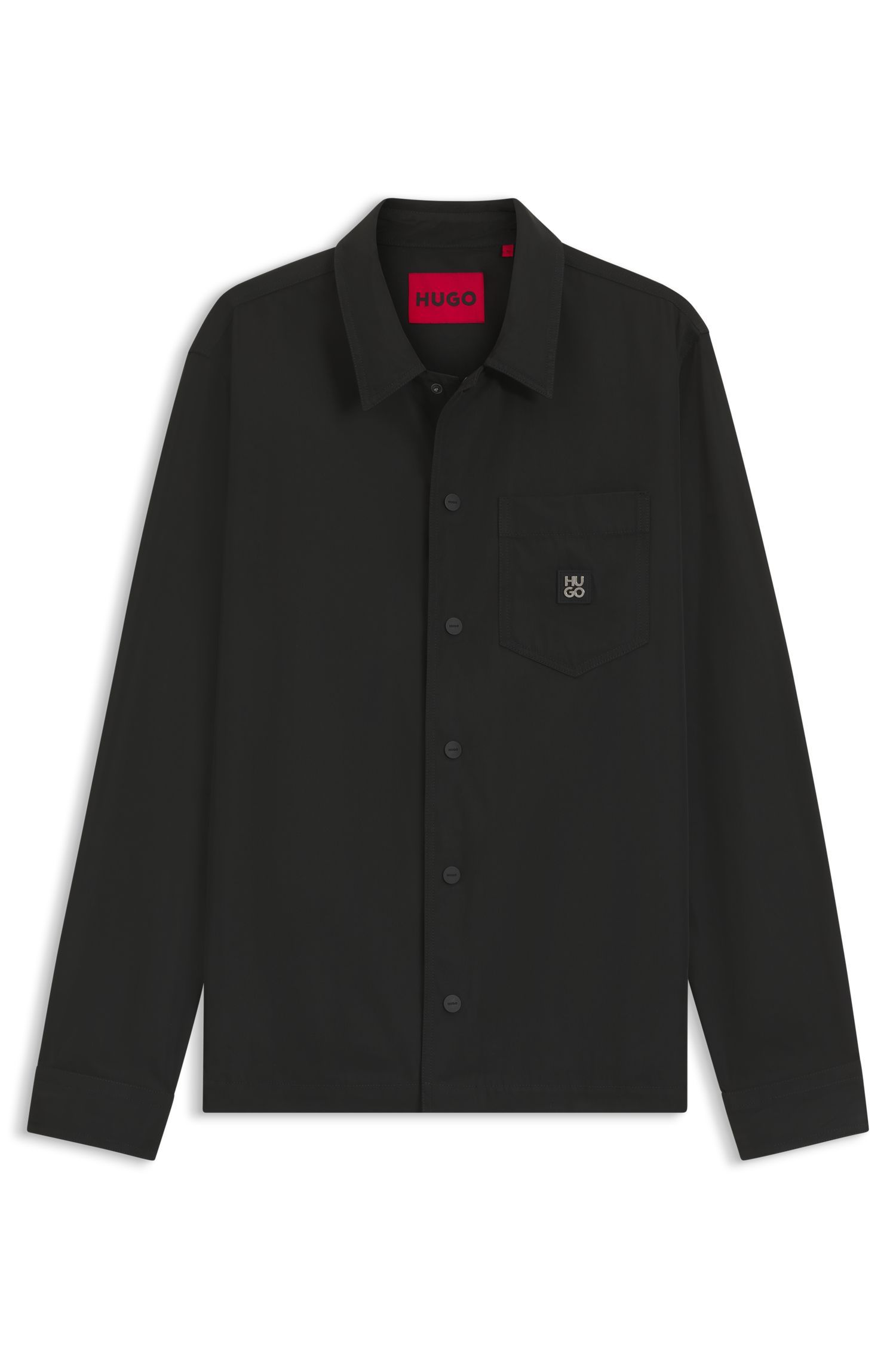 Áo sơ mi oversized fit kèm badge logo xếp chồng