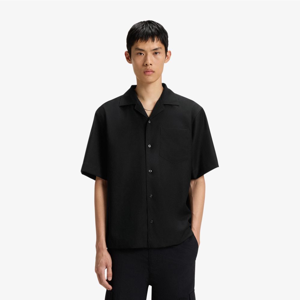 HUGO - Áo sơ mi oversized vải twill len pha